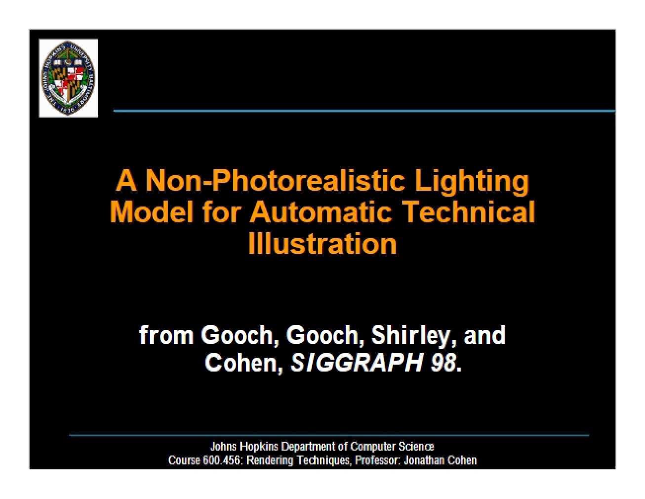 Technical Illustration Non-Photorealistic Lighting Models