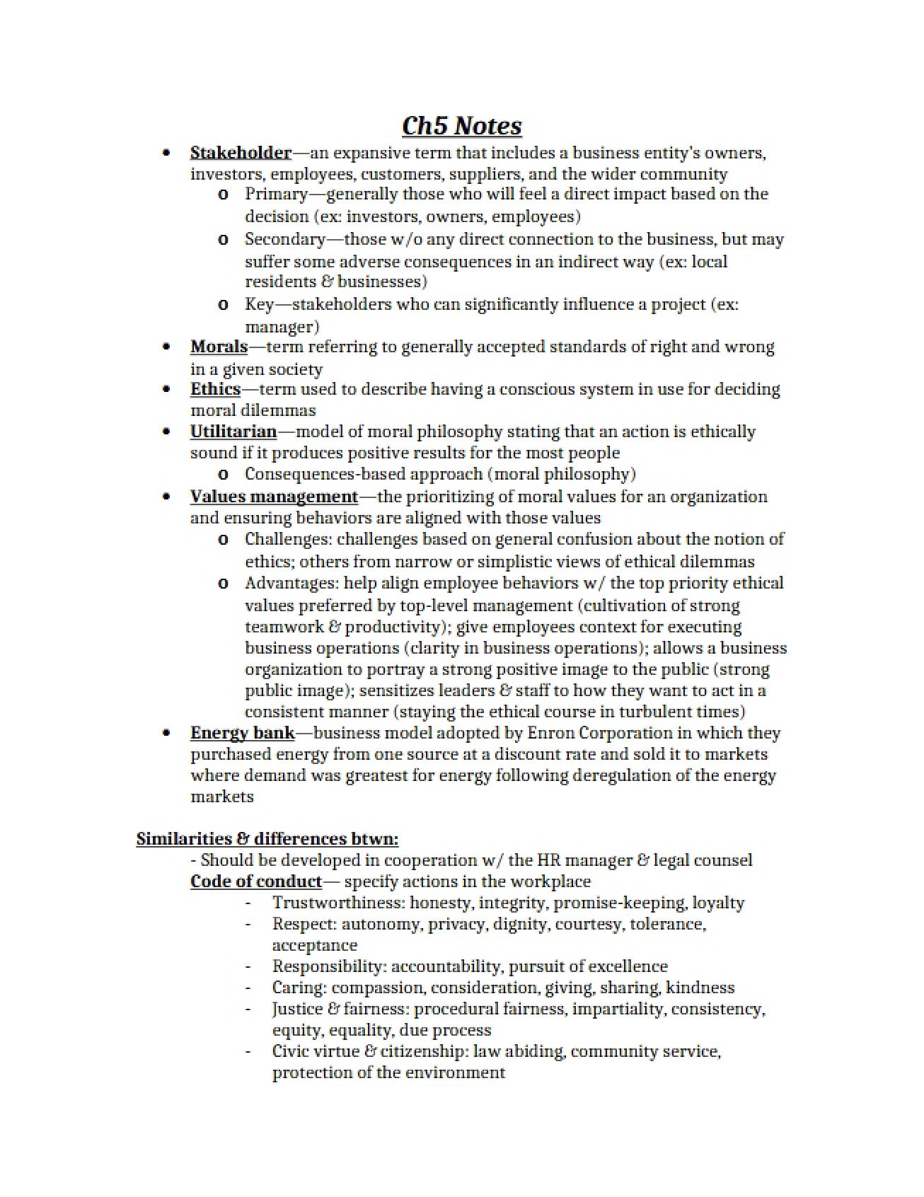 Notes for Chapter Five