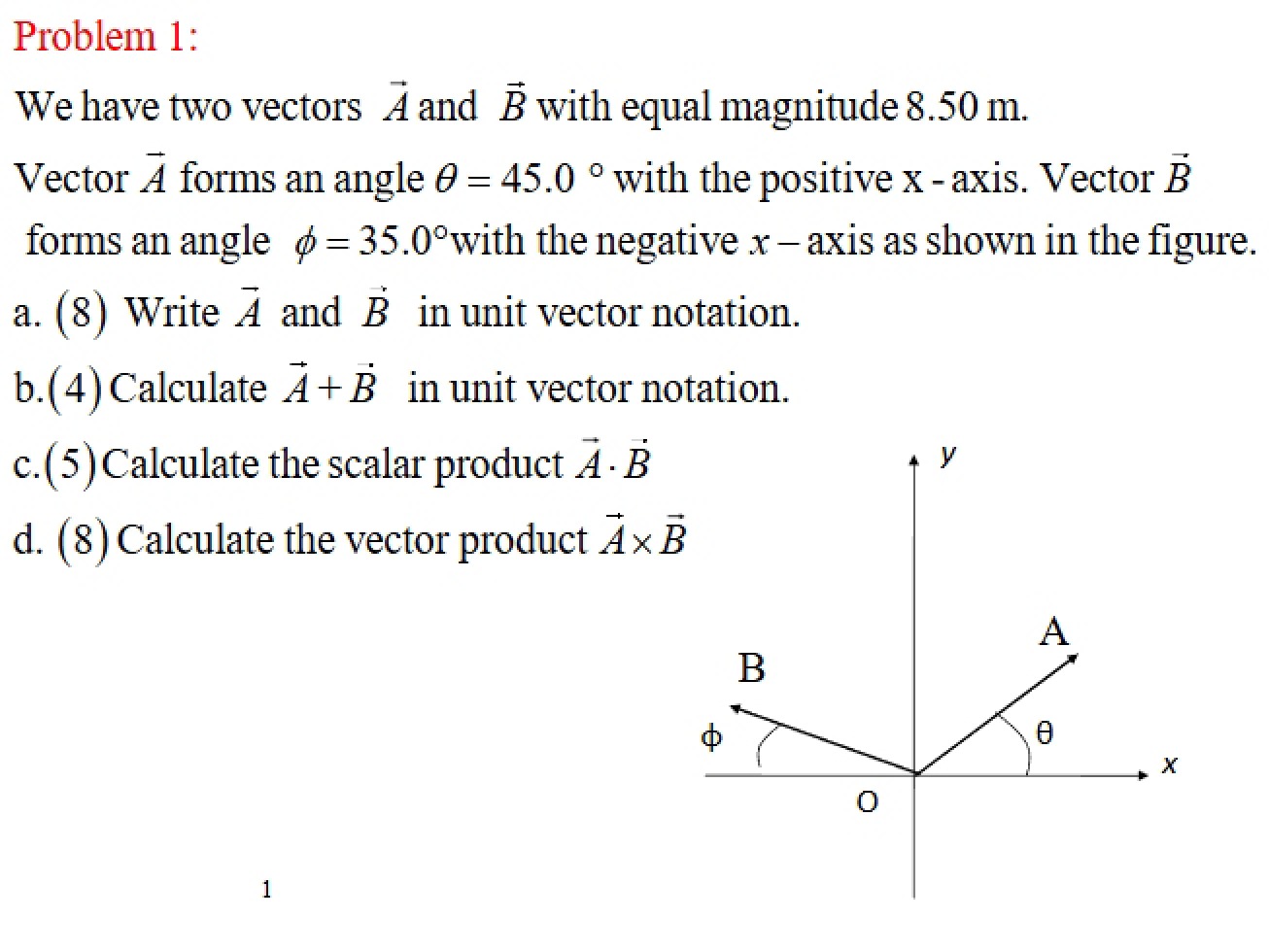 General Physics Test One