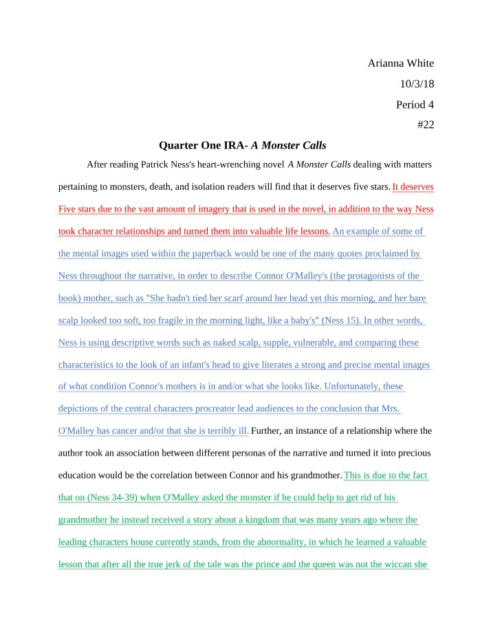 Review of the Book A Monster Calls