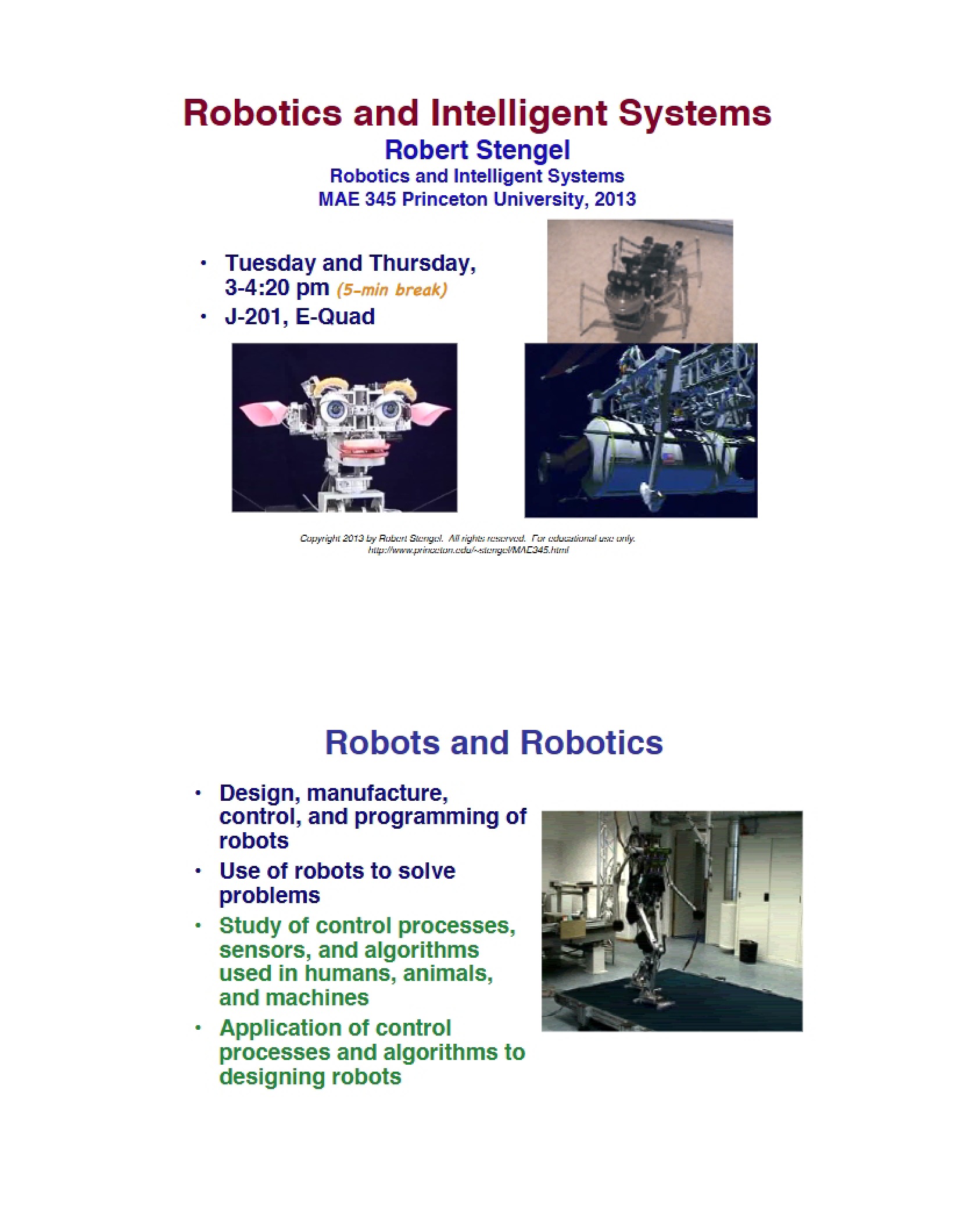 Intelligent Systems and Robotics
