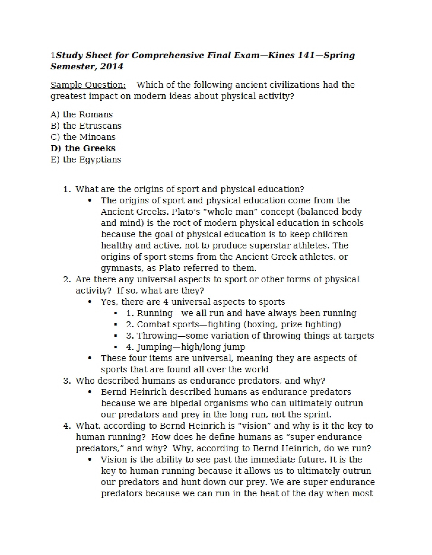 Comprehensive Final Study Sheet
