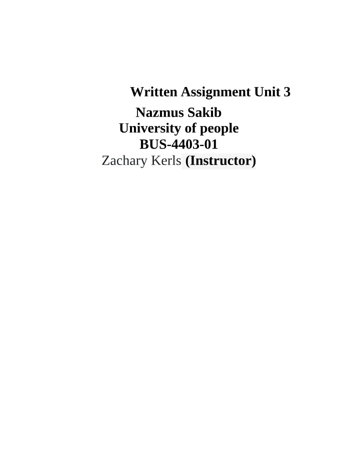 Written Assignment Unit 3 Version Two
