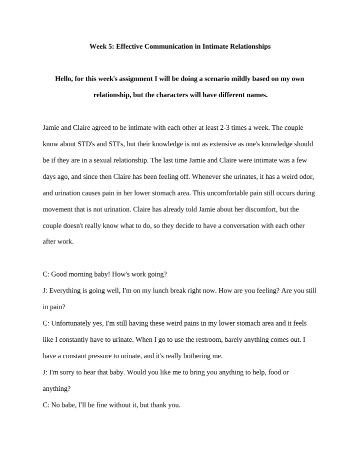 Effective Communication in Intimate Relationships (Week 5)