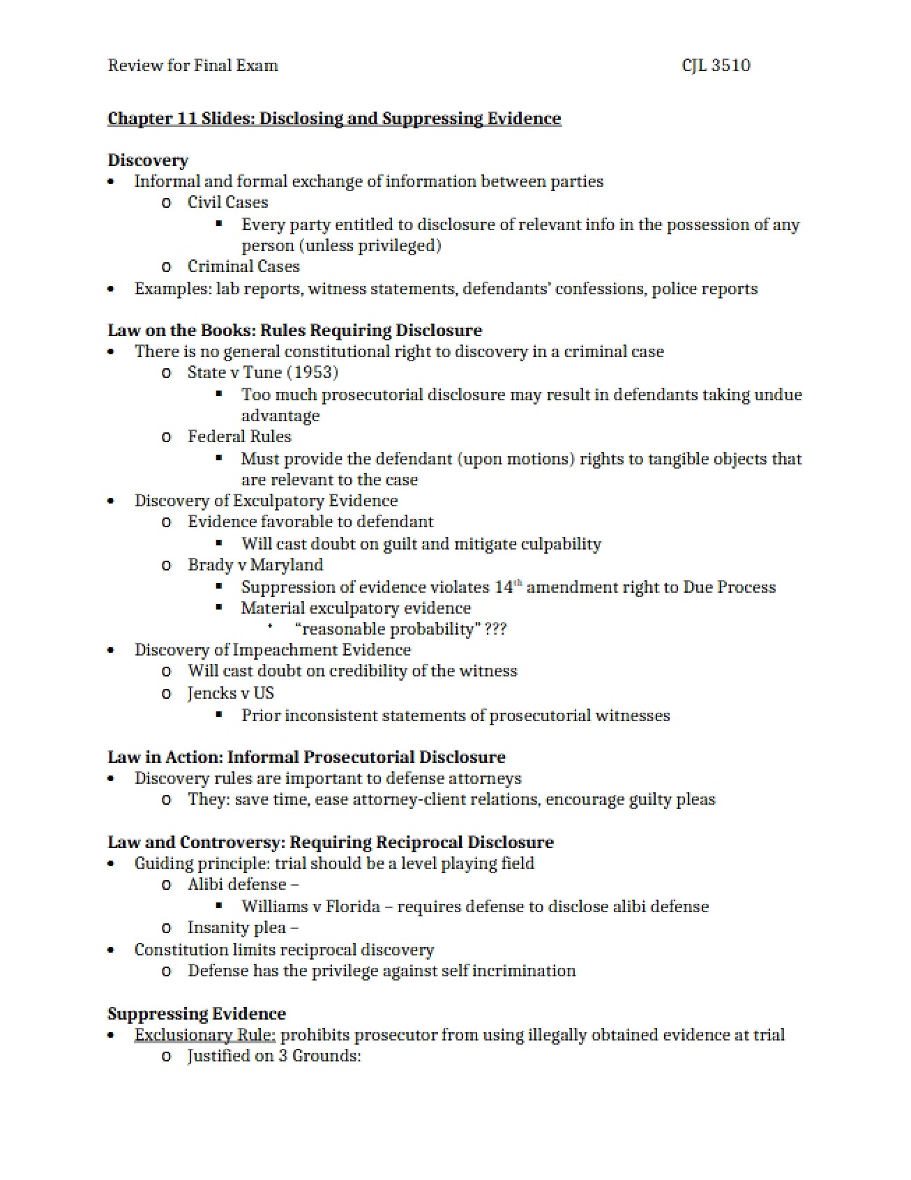 Evidence Disclosure and Suppression Slides