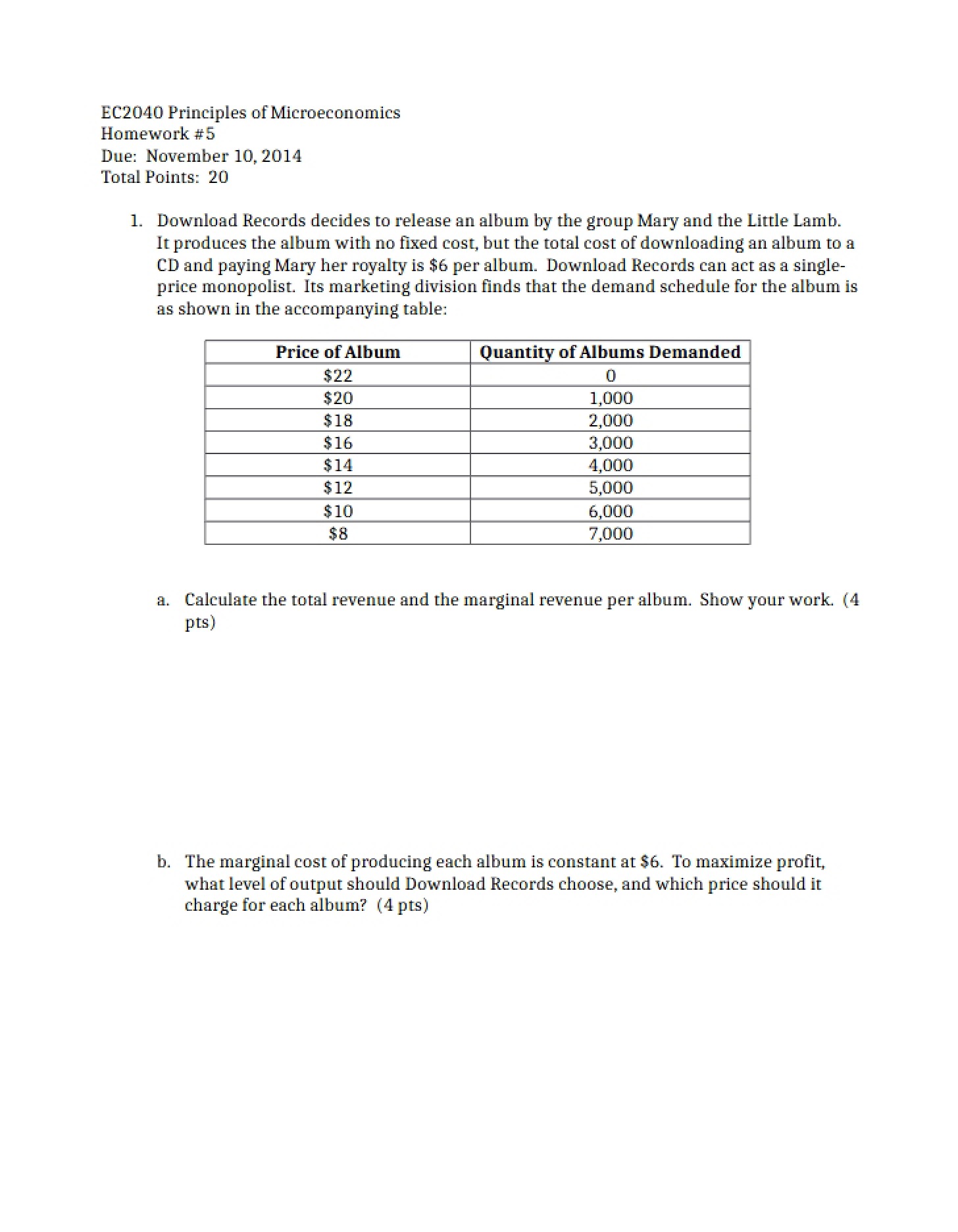 Homework 5 for Micro
