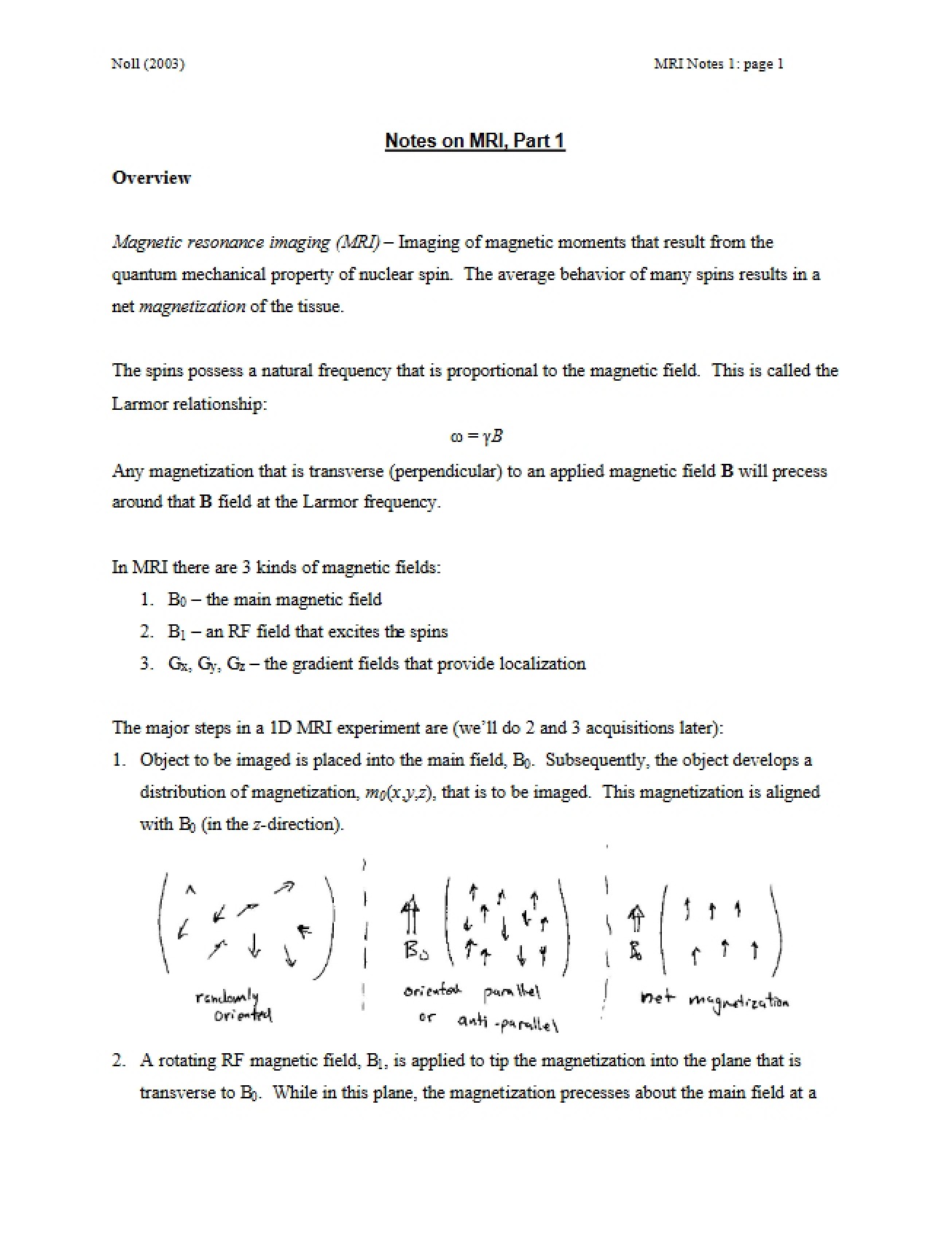 Part One MRI Study Notes