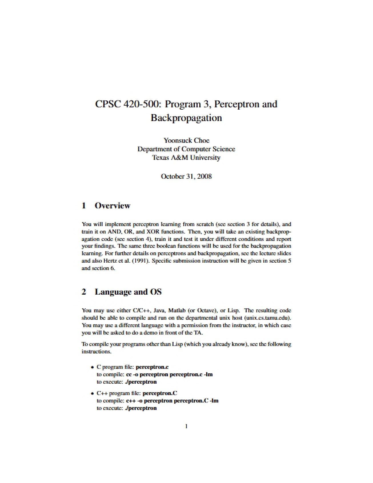 Third Programming Assignment for Artificial Intelligence