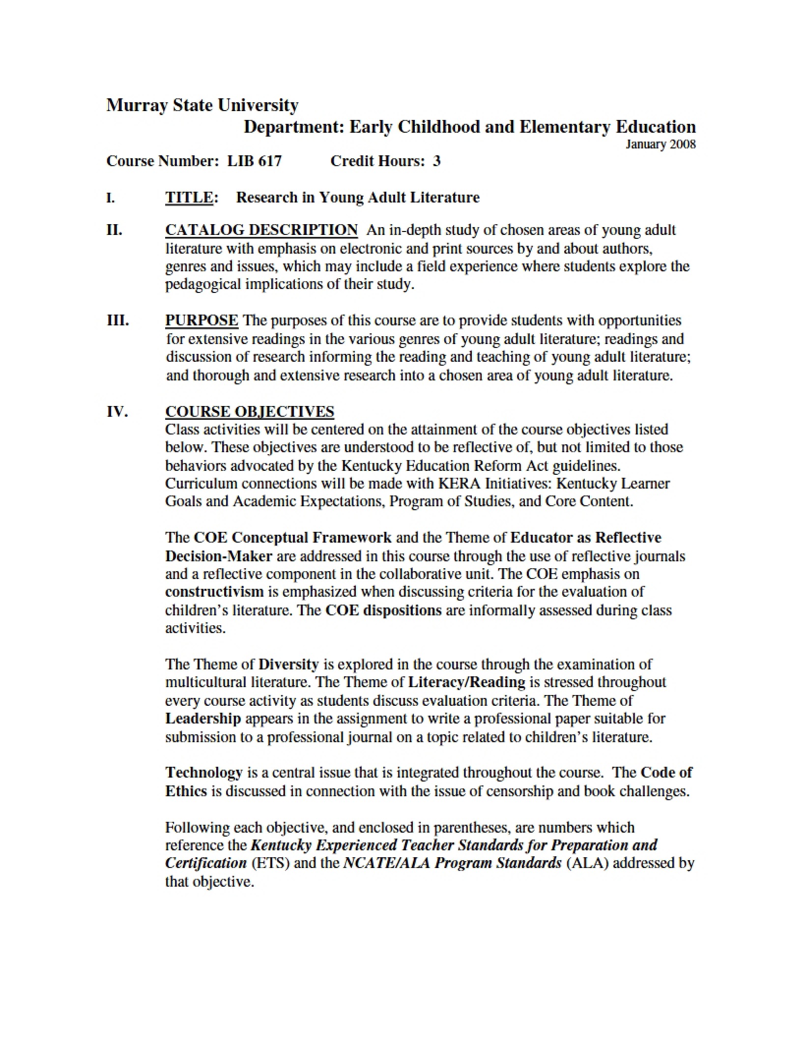 Syllabus - 4 Pages