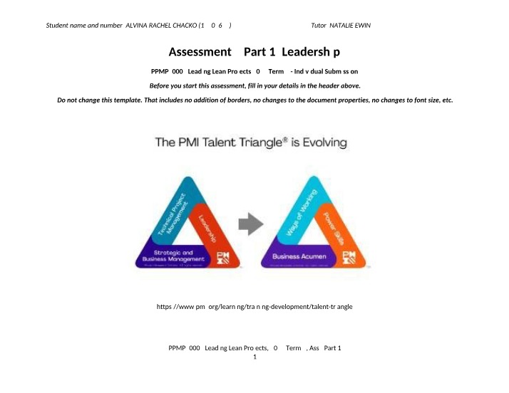 Assignment 2 Part 1 - Leadership Template