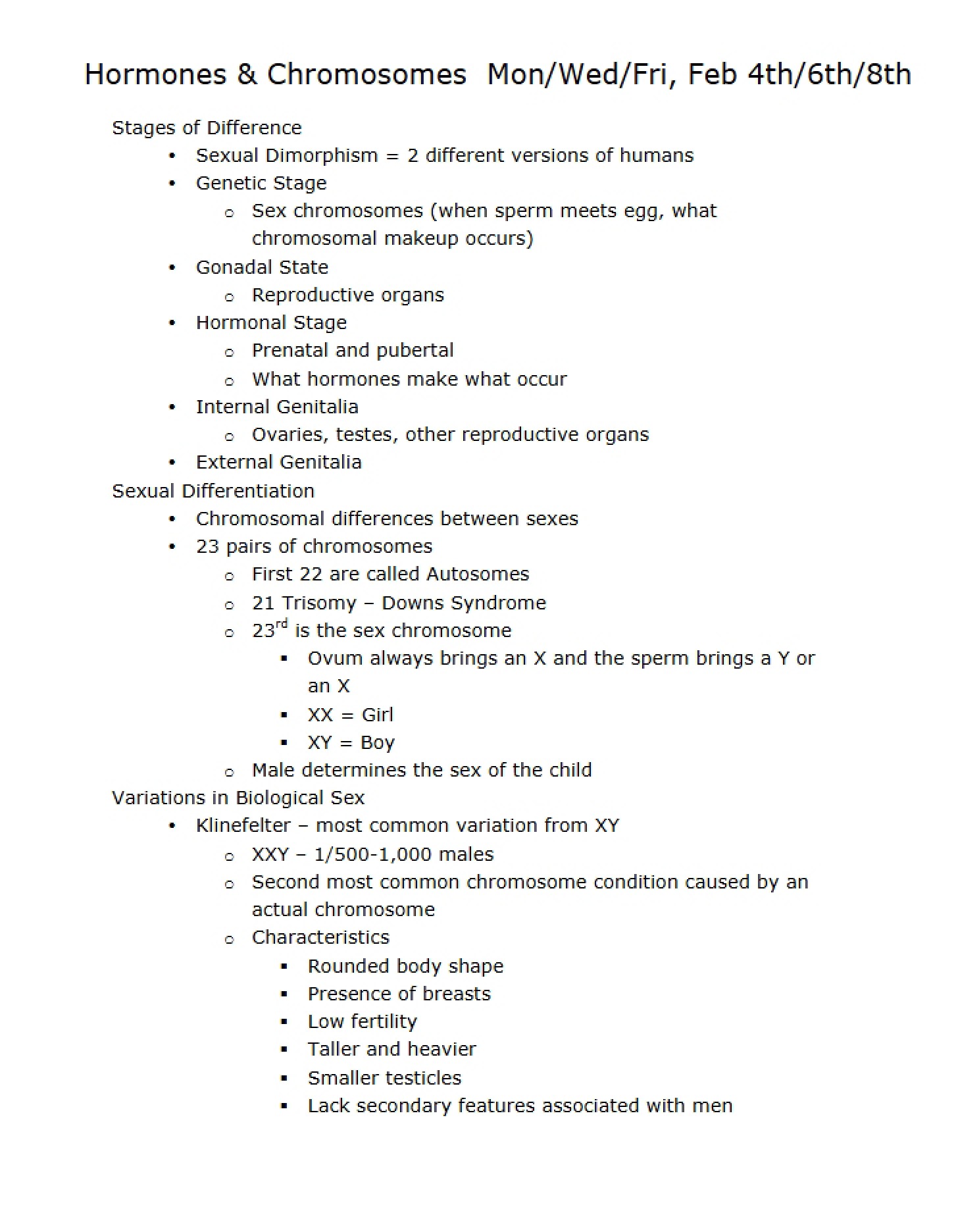 Chromosomes and Hormones