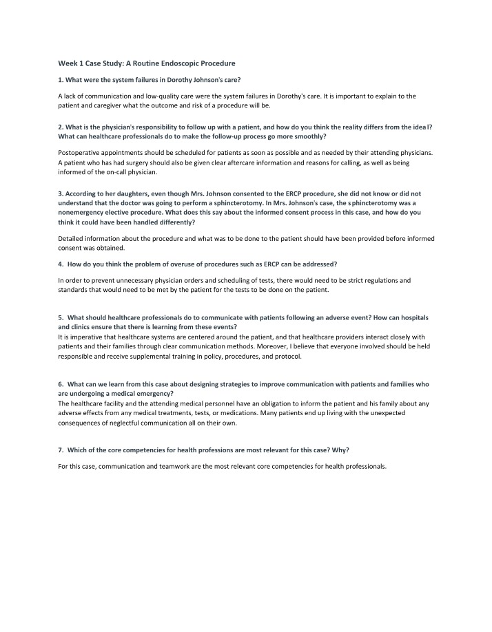 Informed Consent and System Failures in Endoscopic Procedure