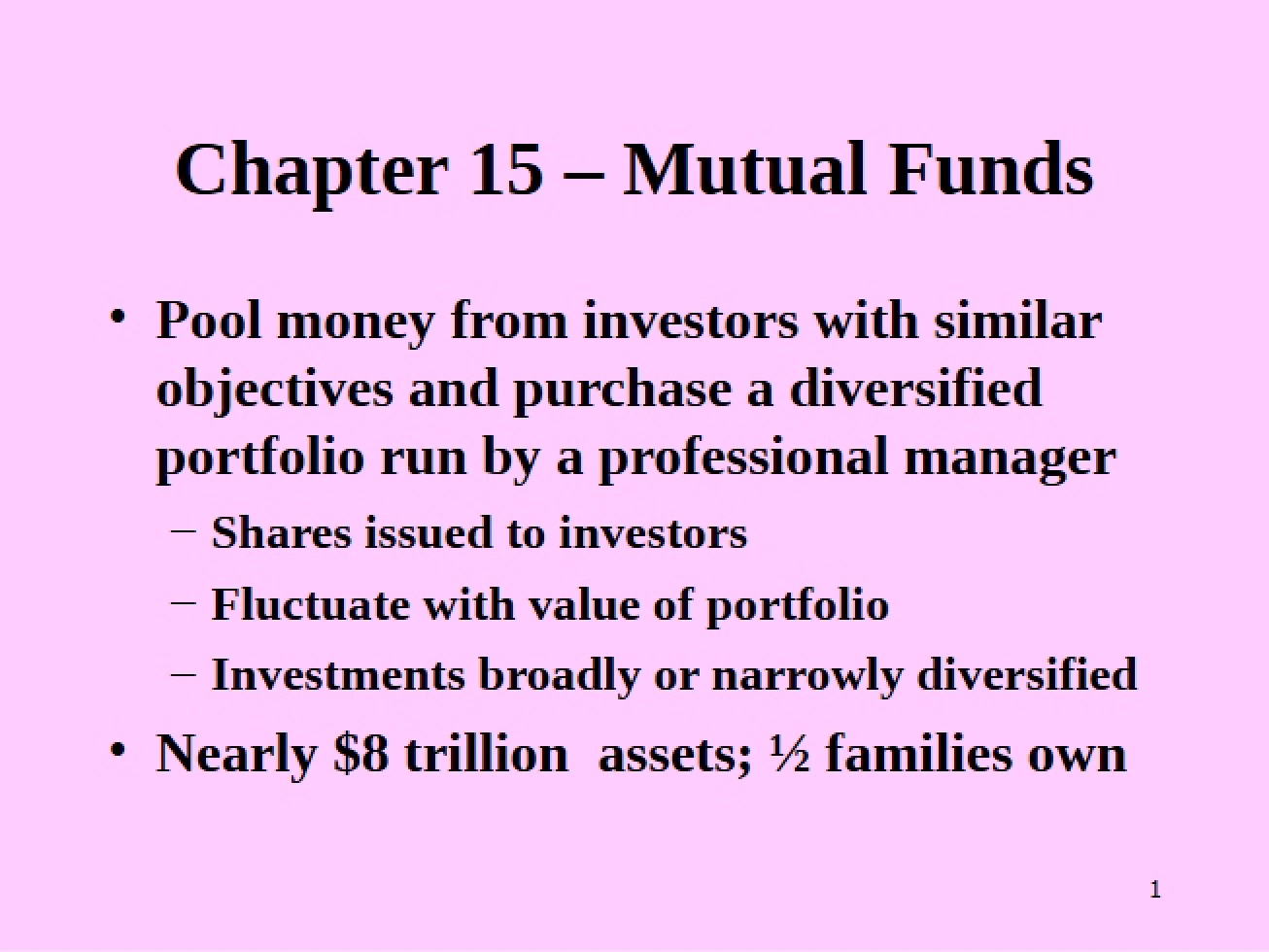 Funds (Mutual) Chapter 15