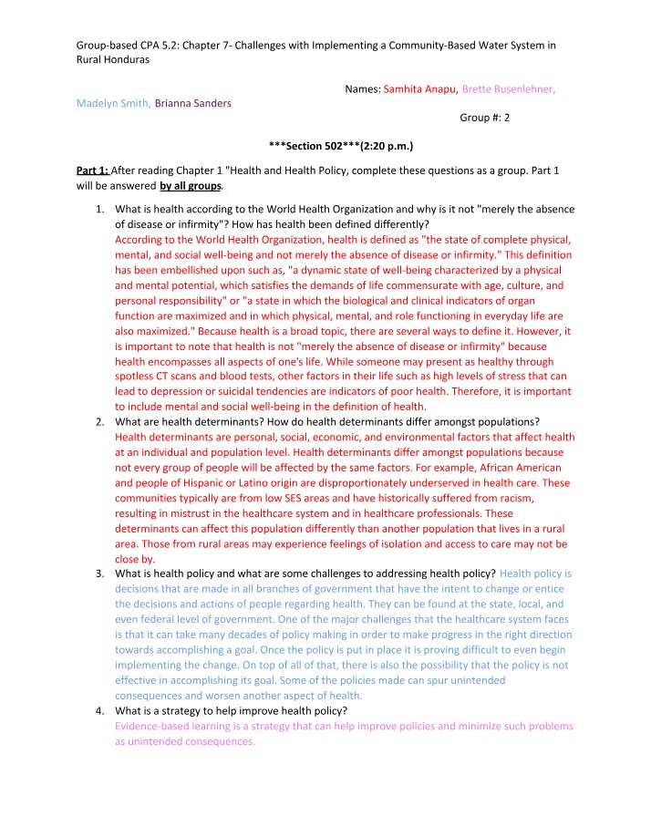 CPA 5.2 Chapter 7 - Challenges with Community-Based Water Systems in Rural Honduras