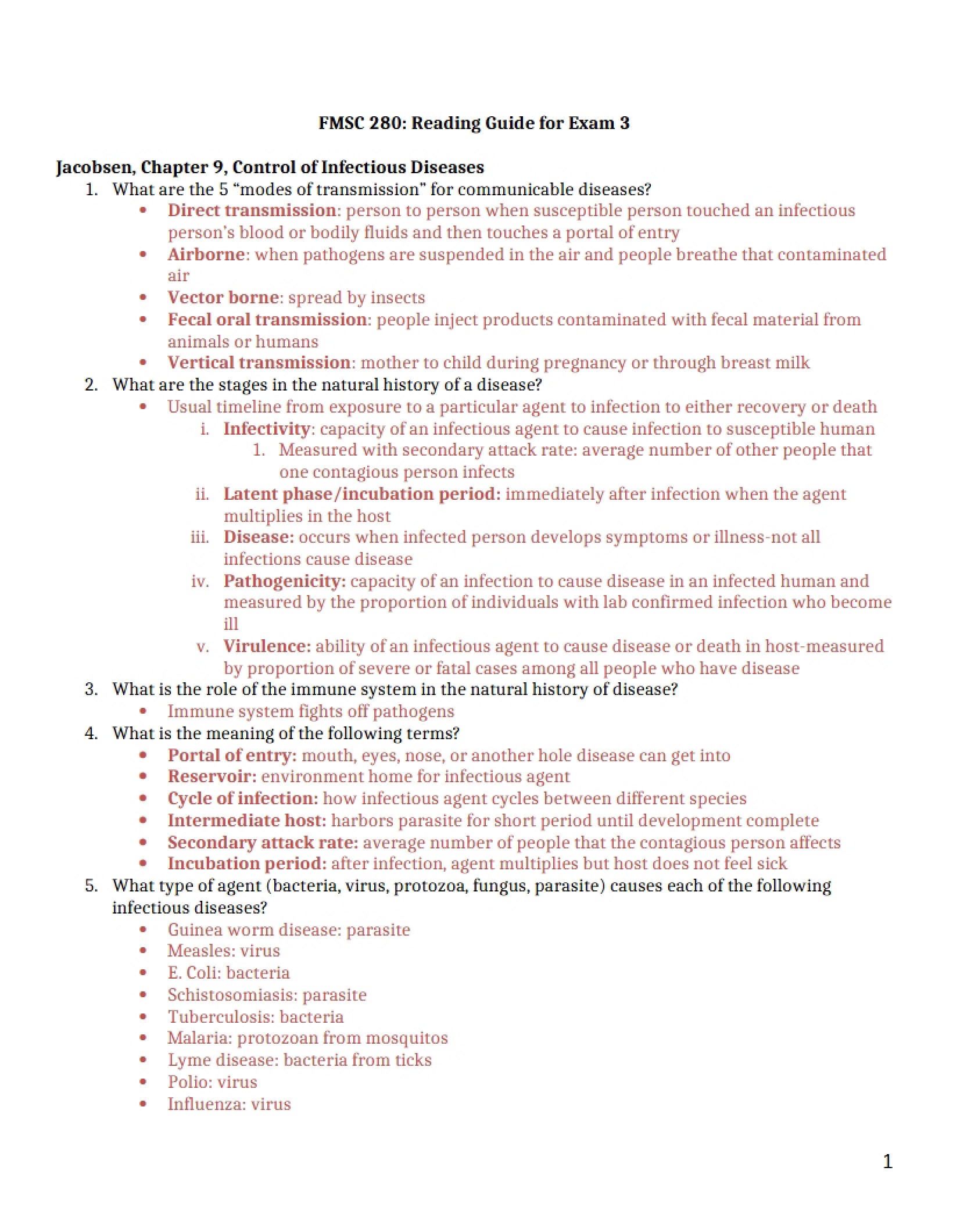 Infectious Disease Control Chapter 9