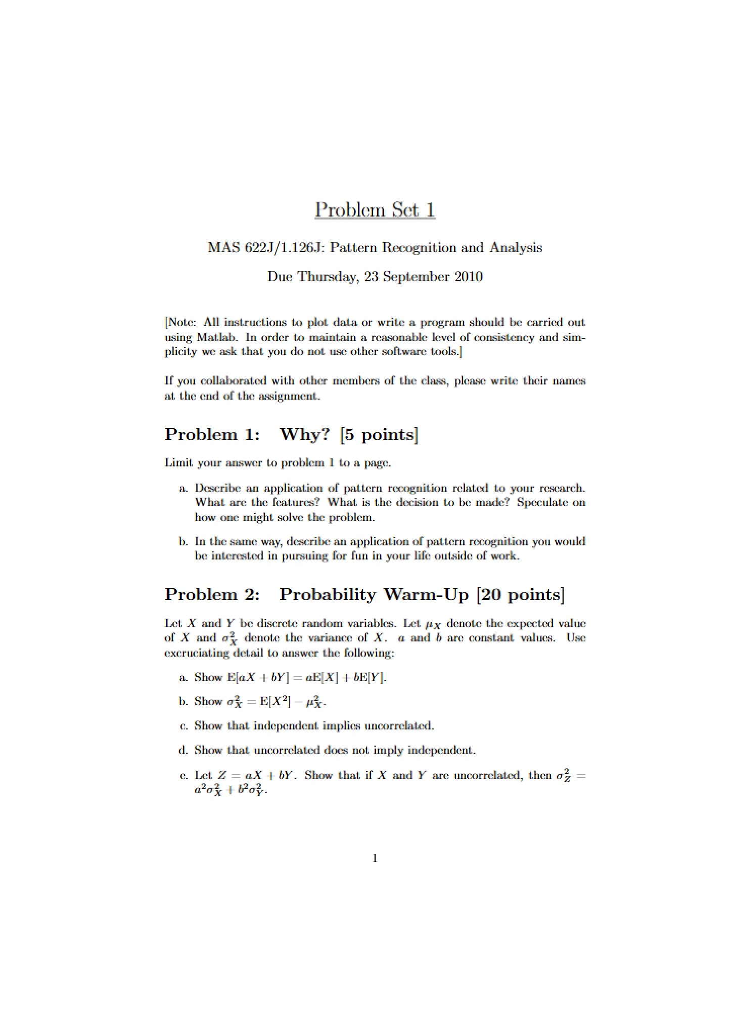First Problem Set
