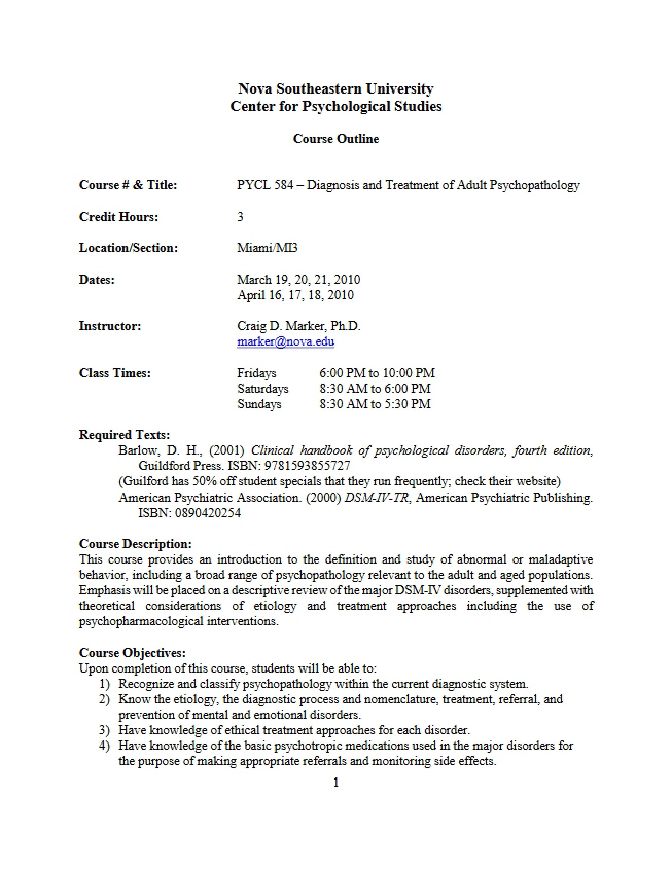 PYCL 0584 Course Plan