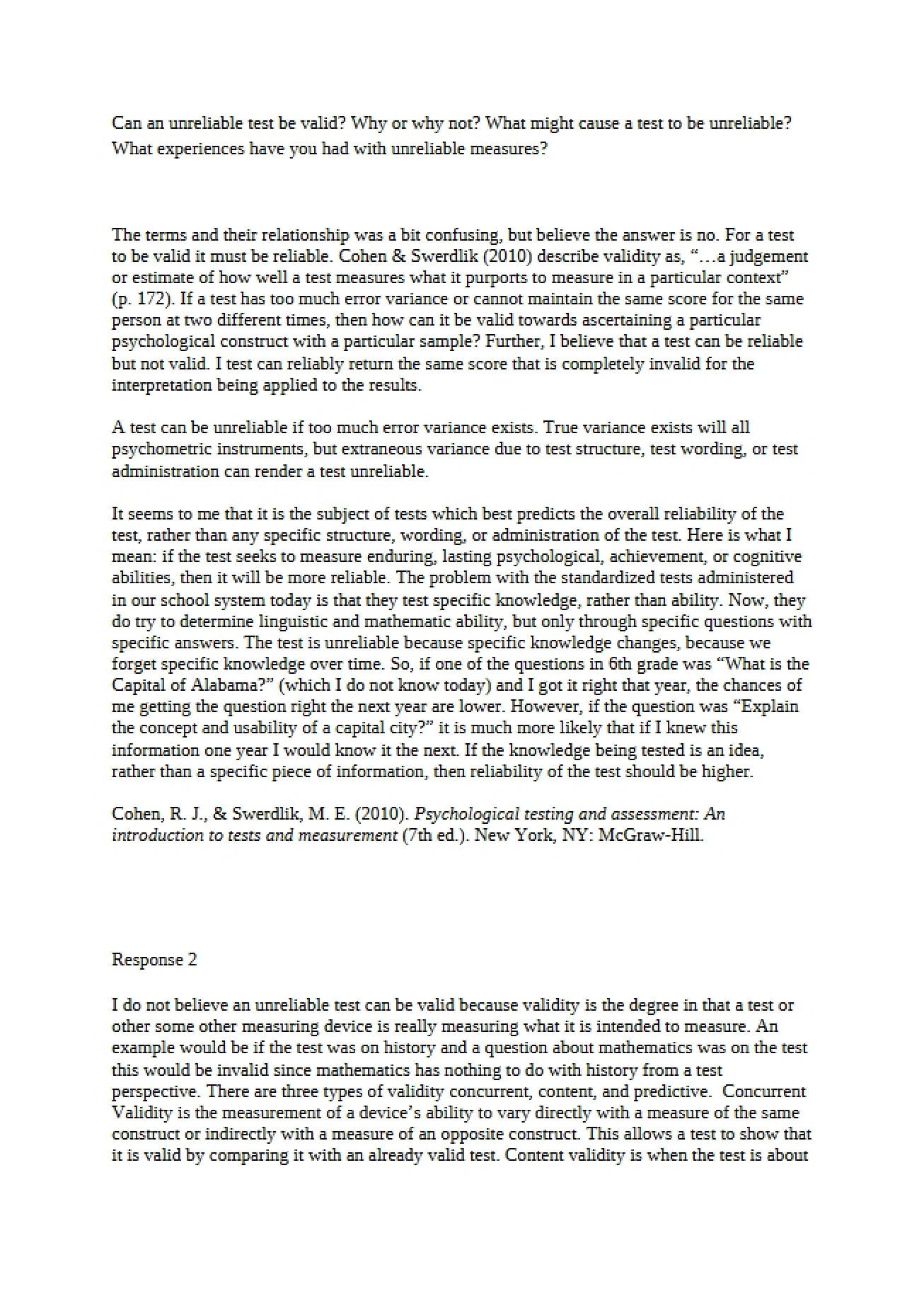 Measures of Unreliability