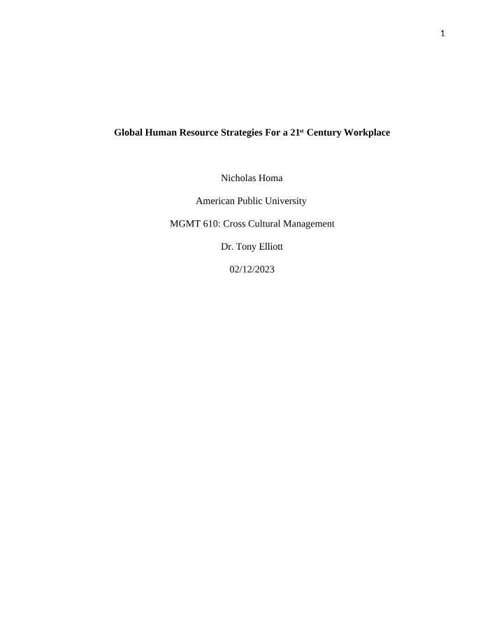 Global Human Resource Strategies for the 21st Century