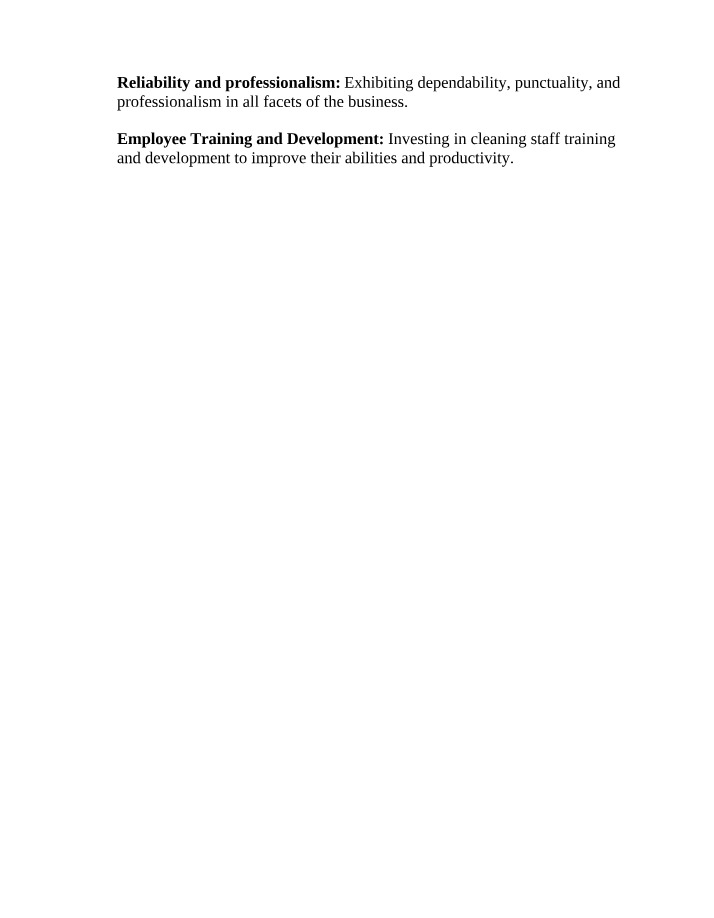 Reliability and Professionalism in Employee Training and Development