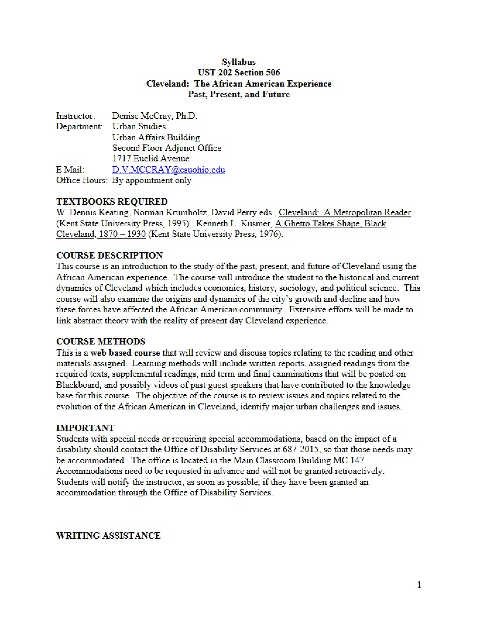 UST 202 Course Outline