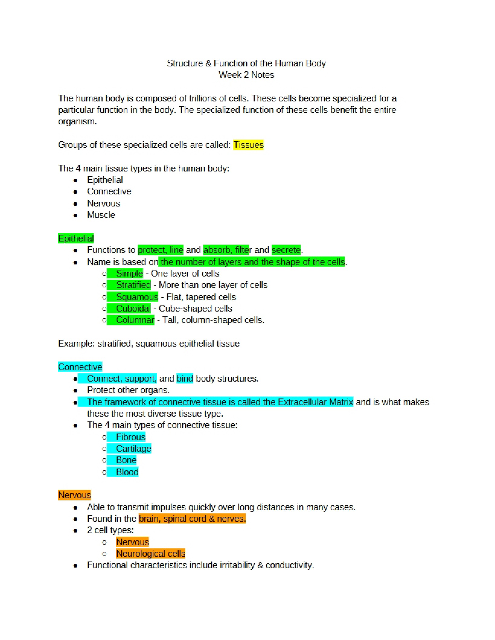 Notes for Week 2