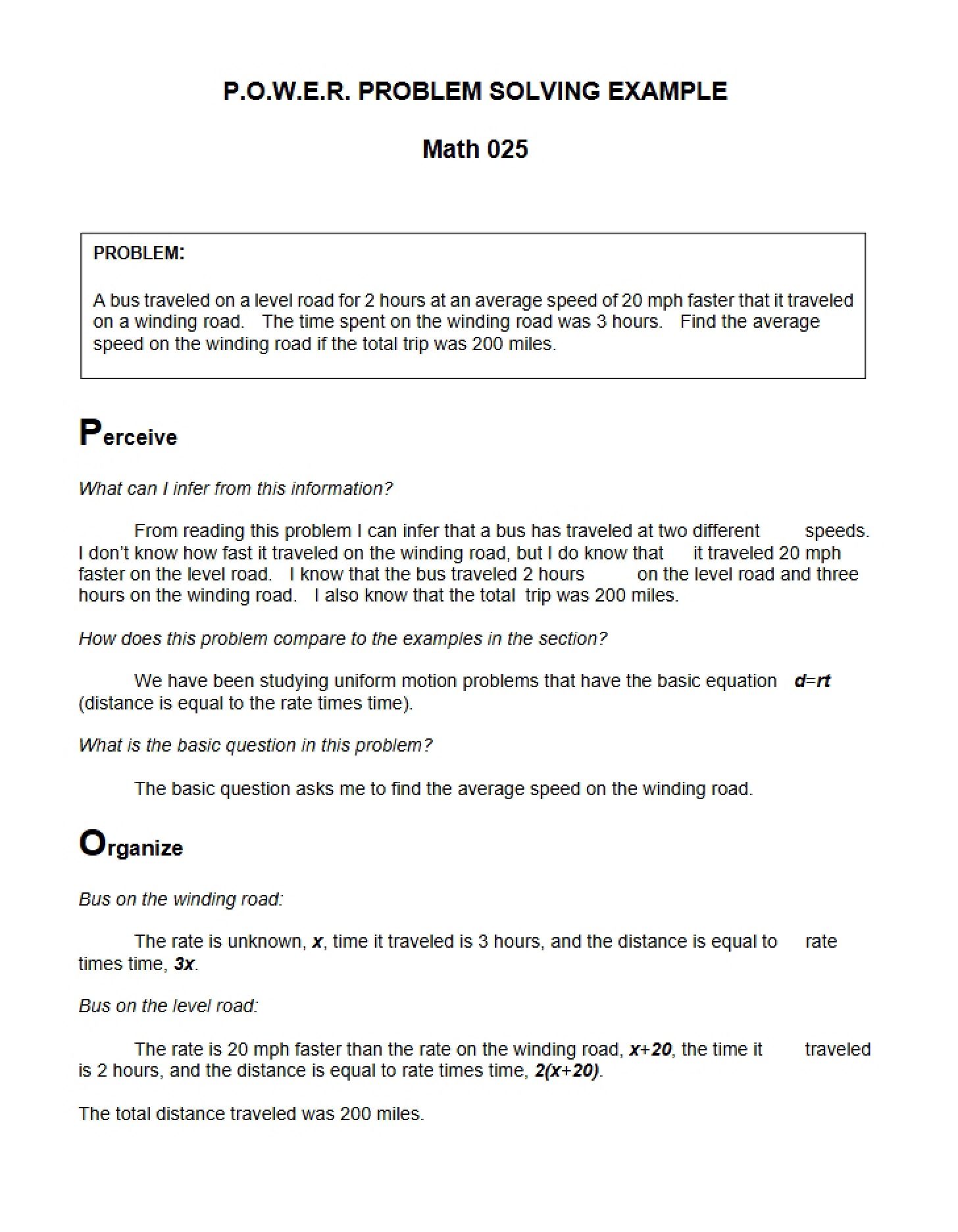 Problem Solving Example POWER