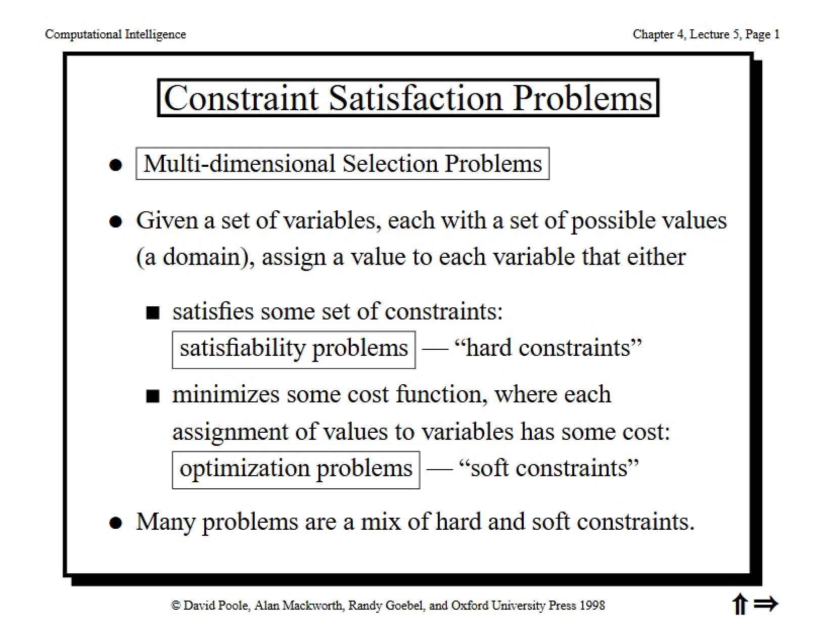 Problems in Constraint Satisfaction