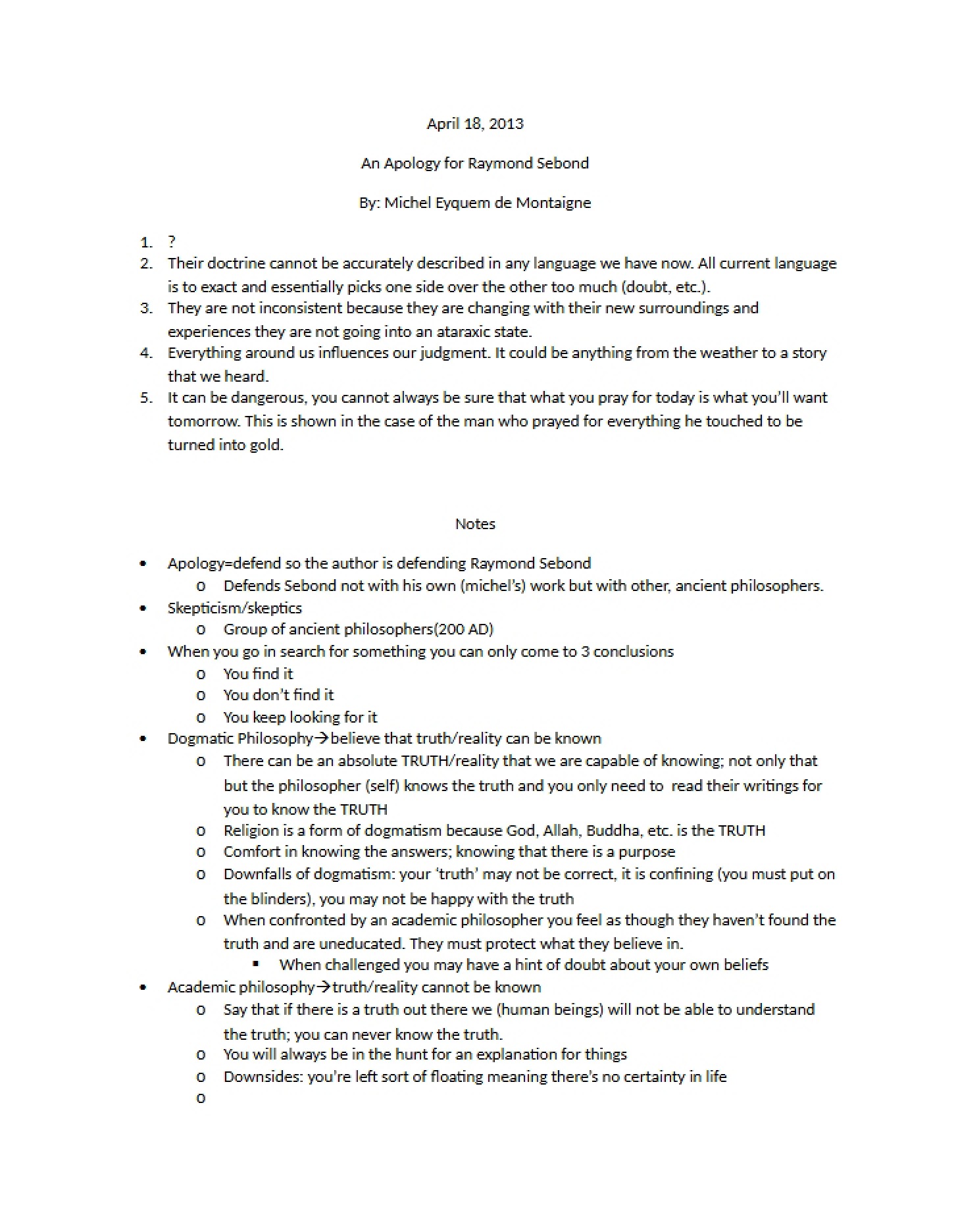 Notes for April 18