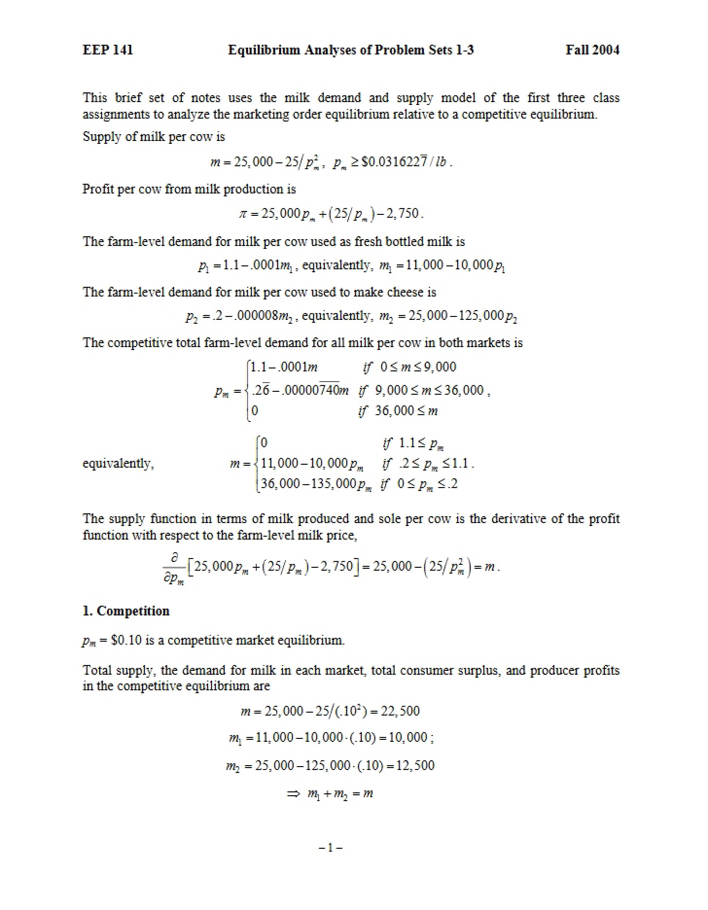 Problem Analysis using Equilibrium