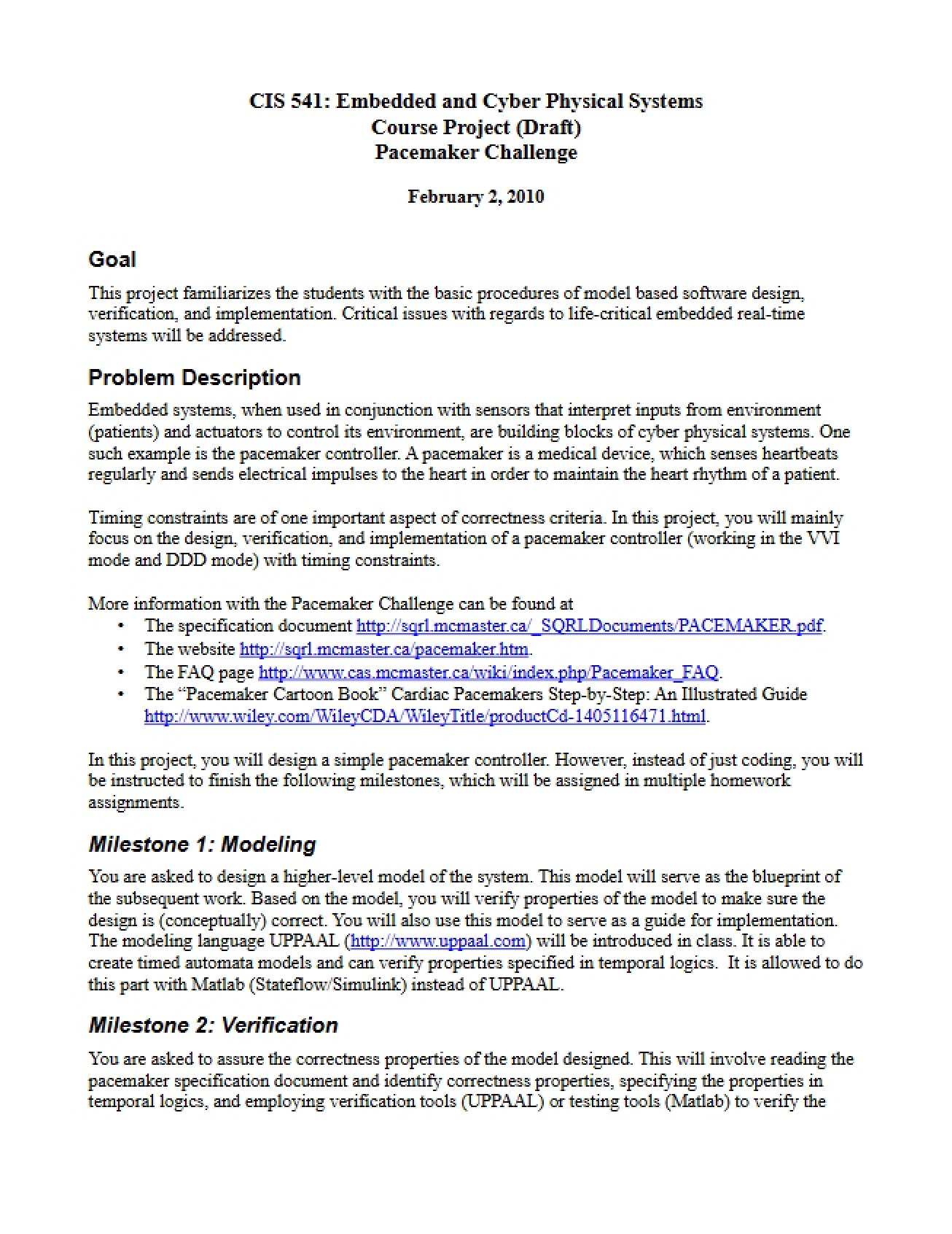 Challenge Pacemaker Design
