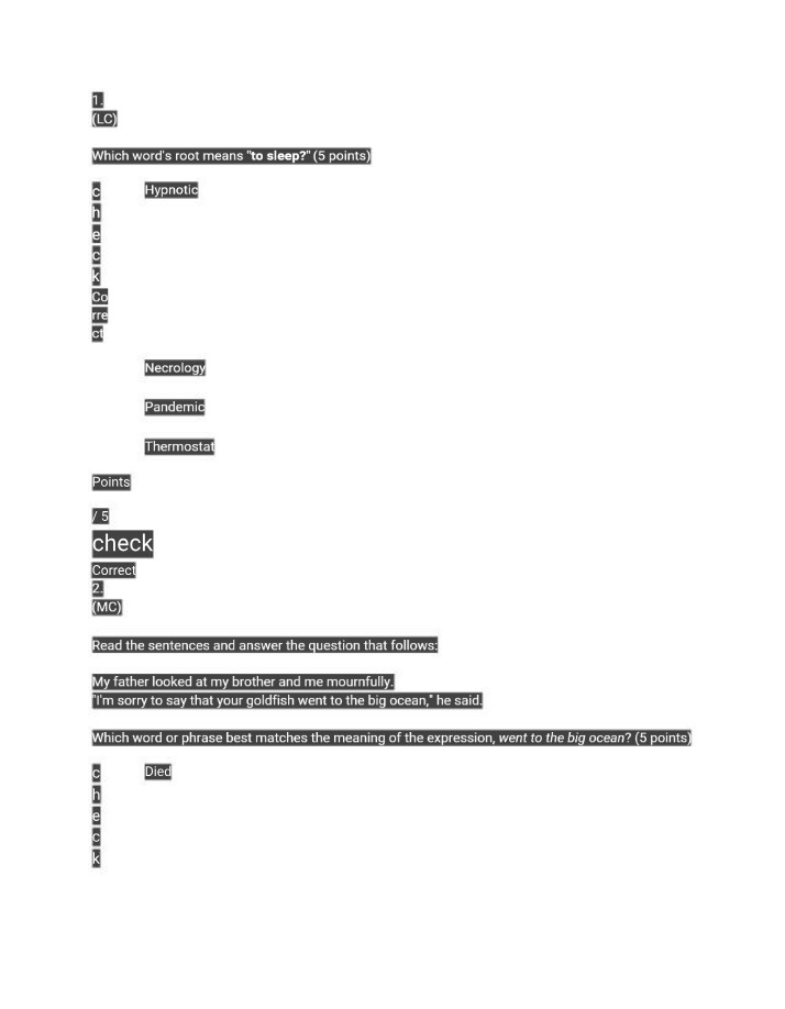 Exercises and Quizzes for Literary Analysis