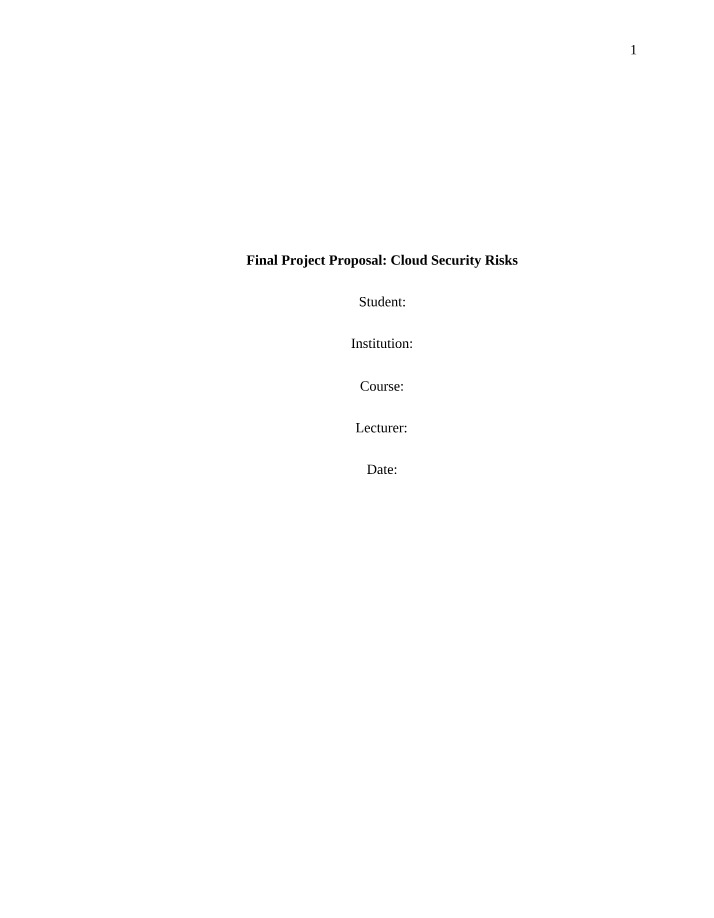 Cloud Security Risks - Final Project Proposal
