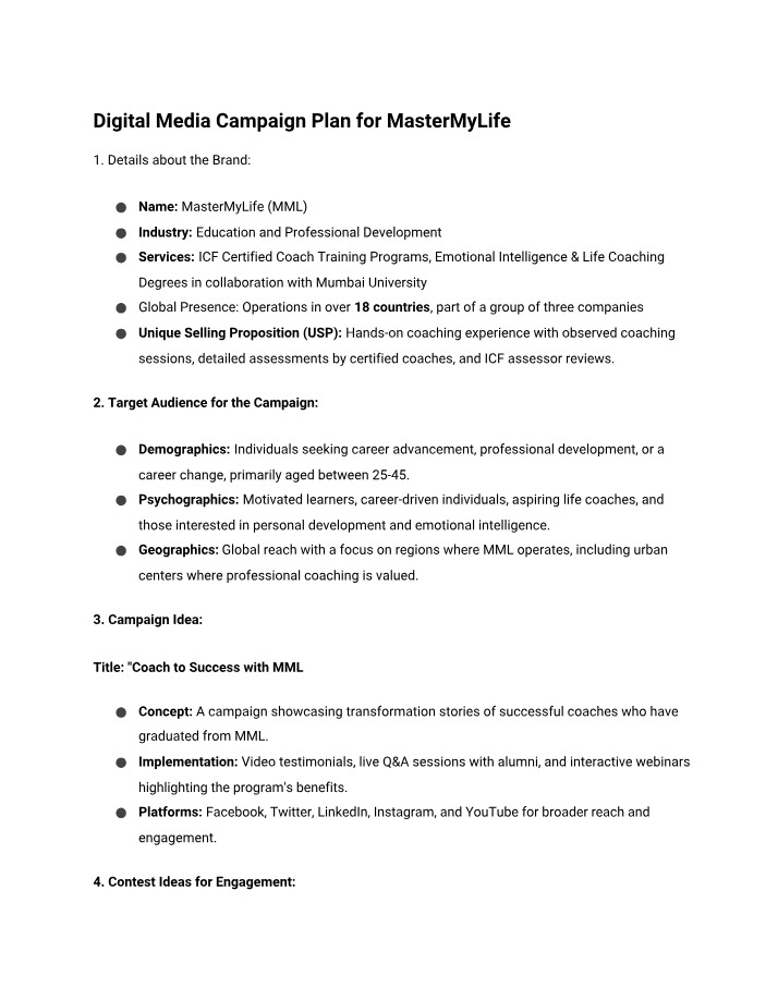 MasterMyLife Digital Media Campaign Plan