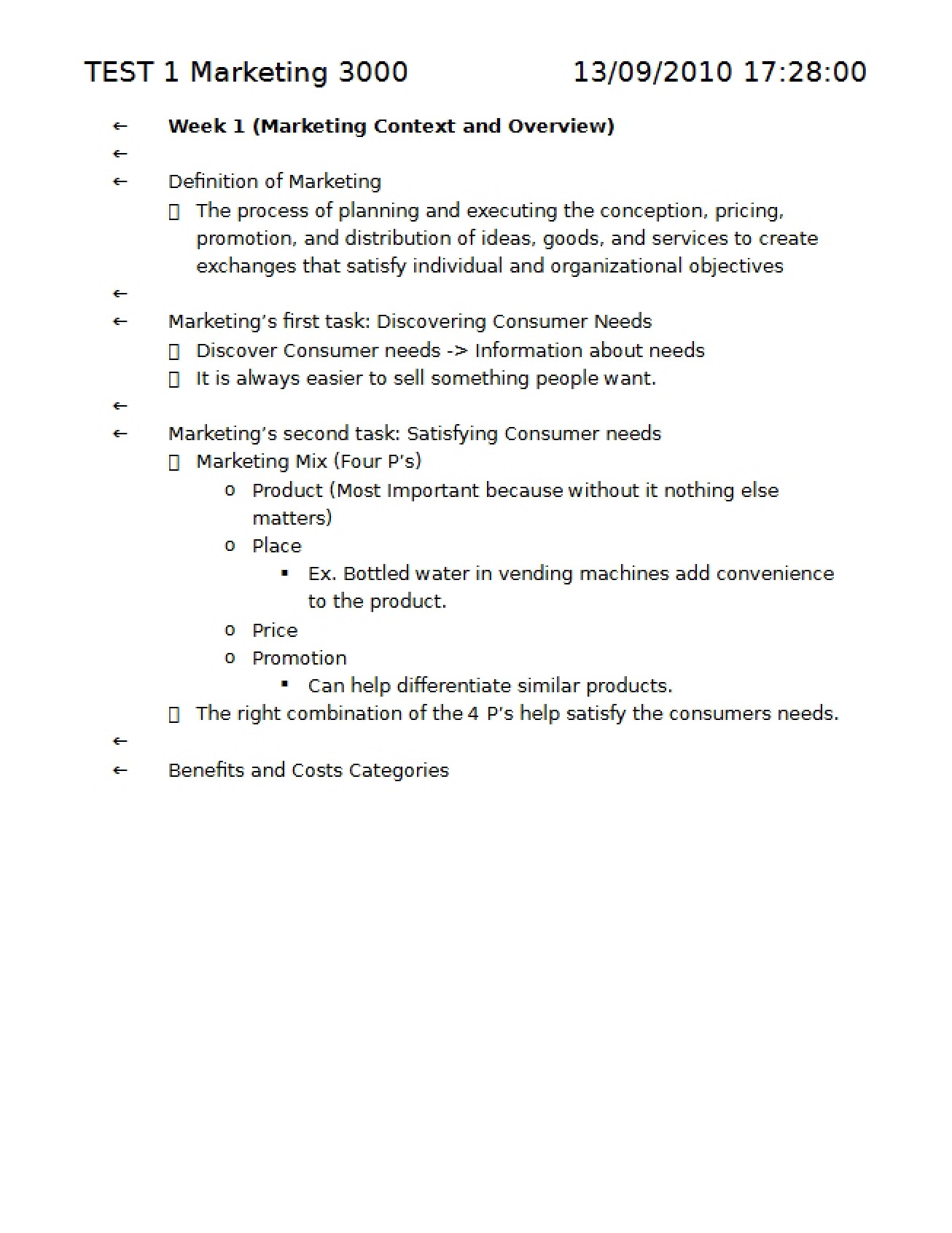First Marketing Test