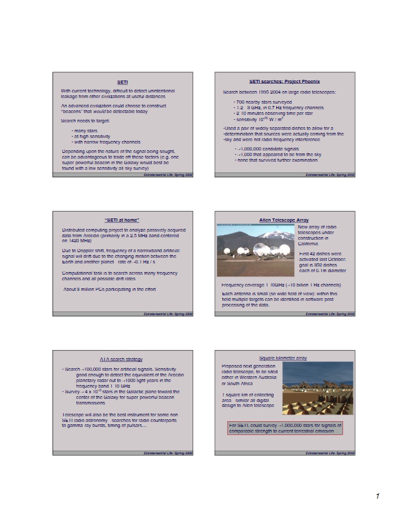 Presentation Notes on Extraterrestrial Life