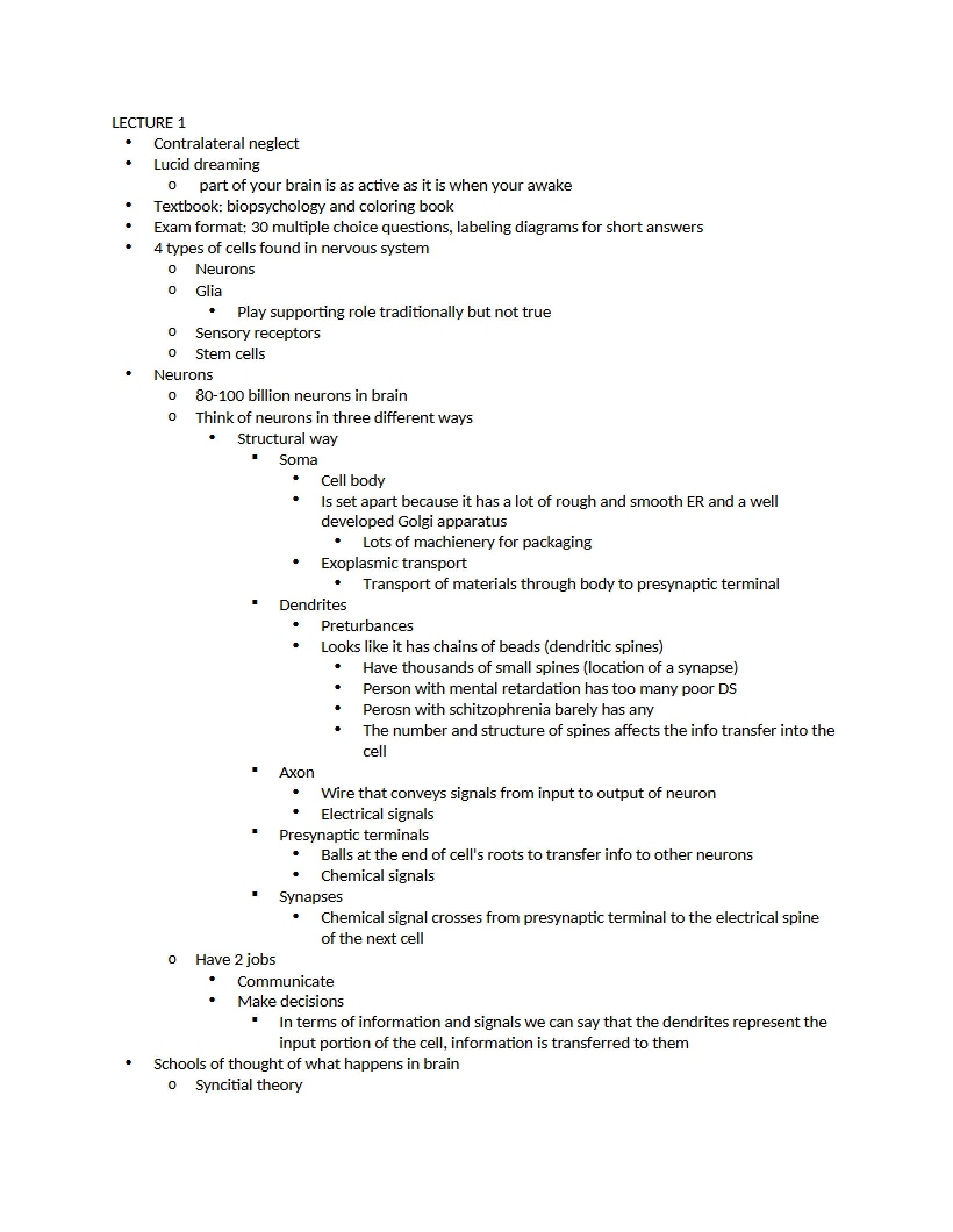 Biological Basis Lecture Notes