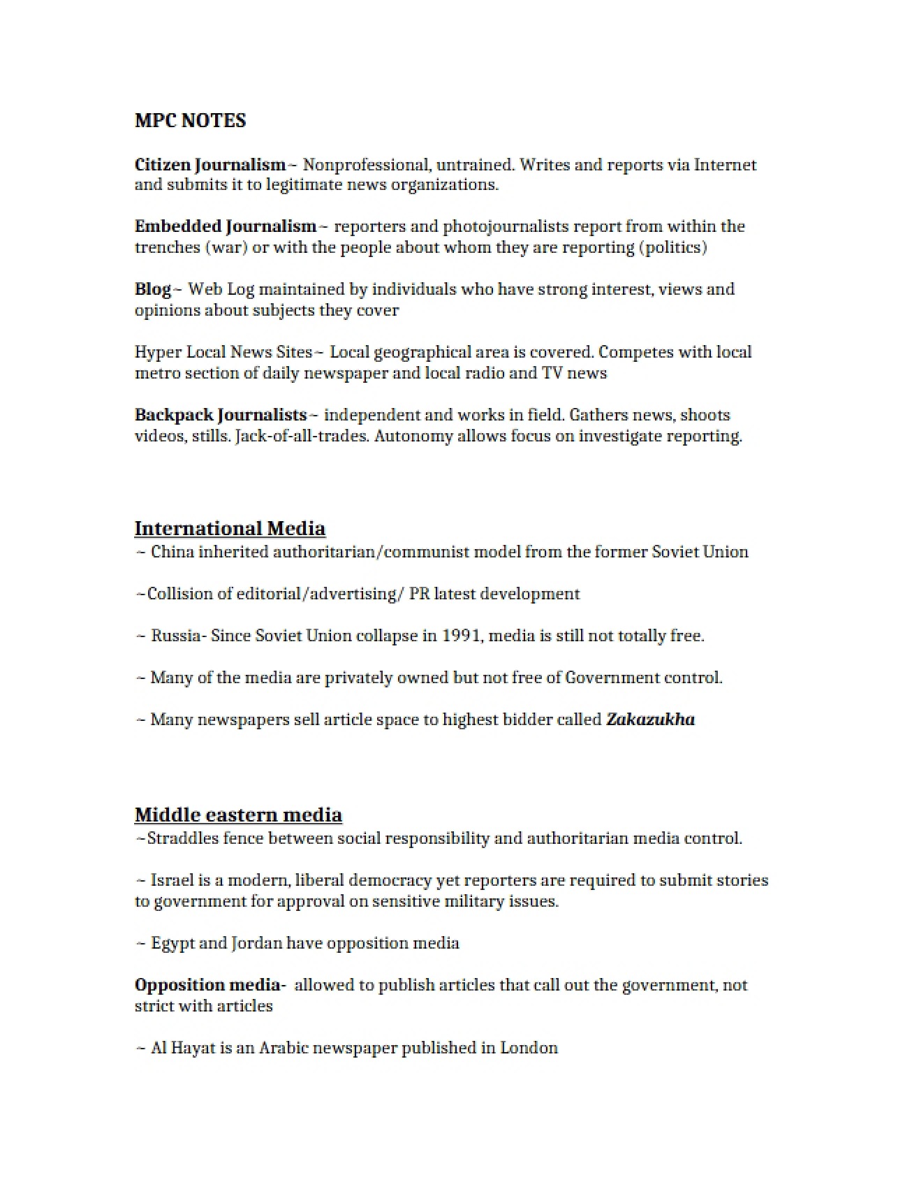 Media, Power, and Culture Notes
