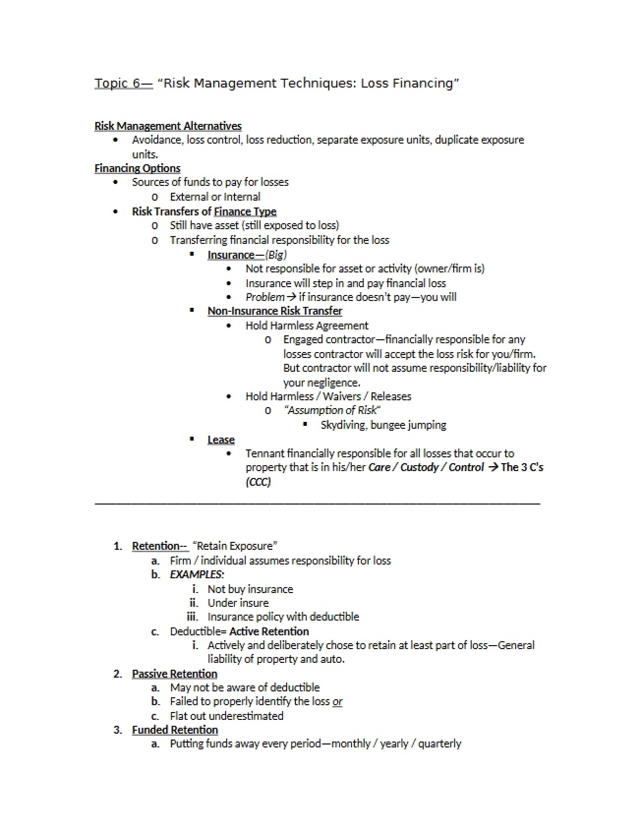 Comprehensive Guide to Loss Financing Techniques in Risk Management
