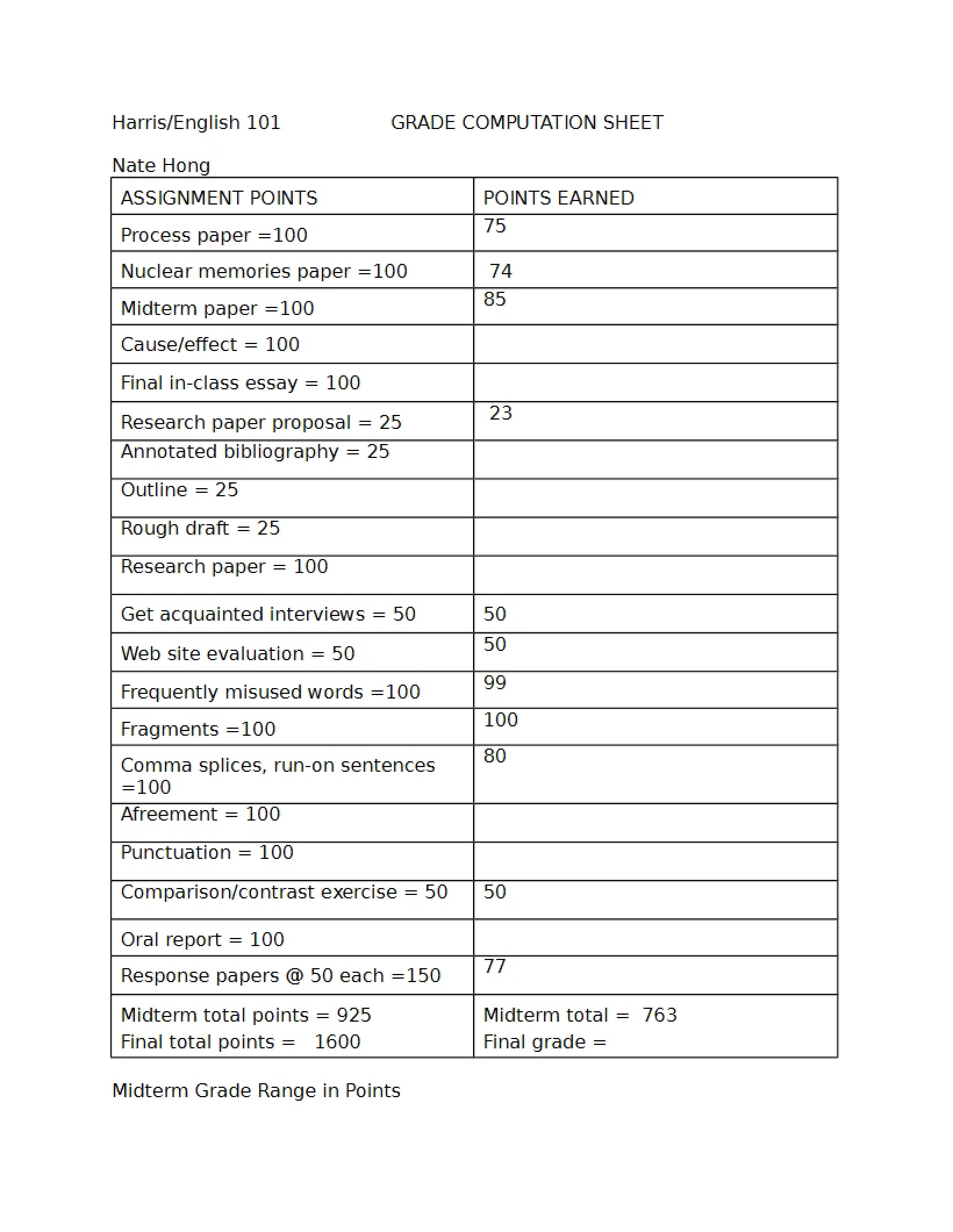 Grade Computation