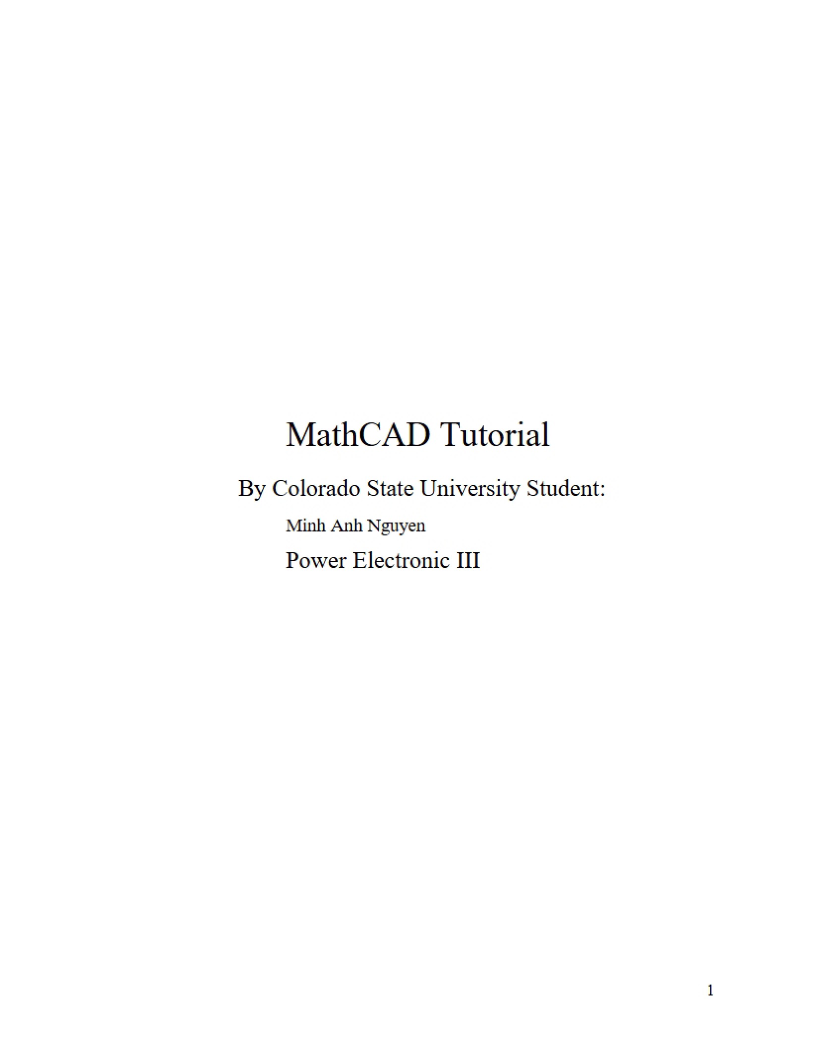 Tutorial for MathCAD