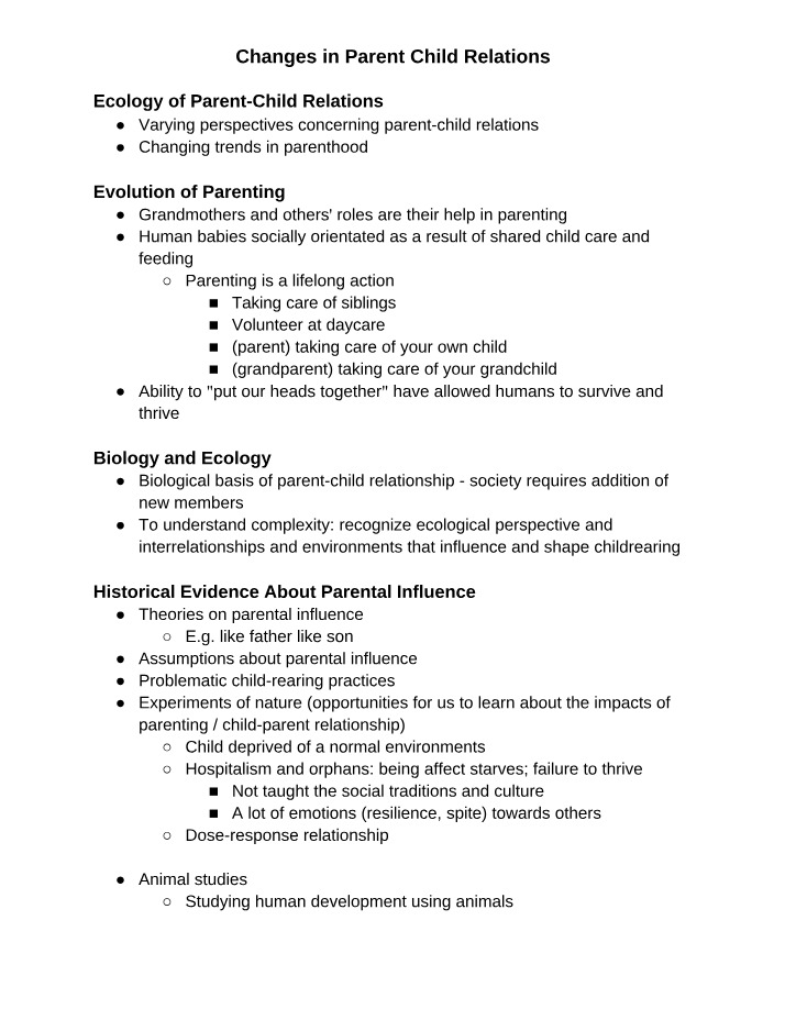 Biology, Evolution, and Changes in Parent-Child Relations