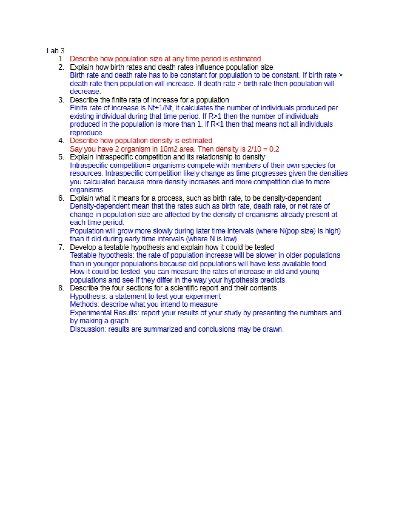 Study Guide for the Lab Practical (Lab 3)