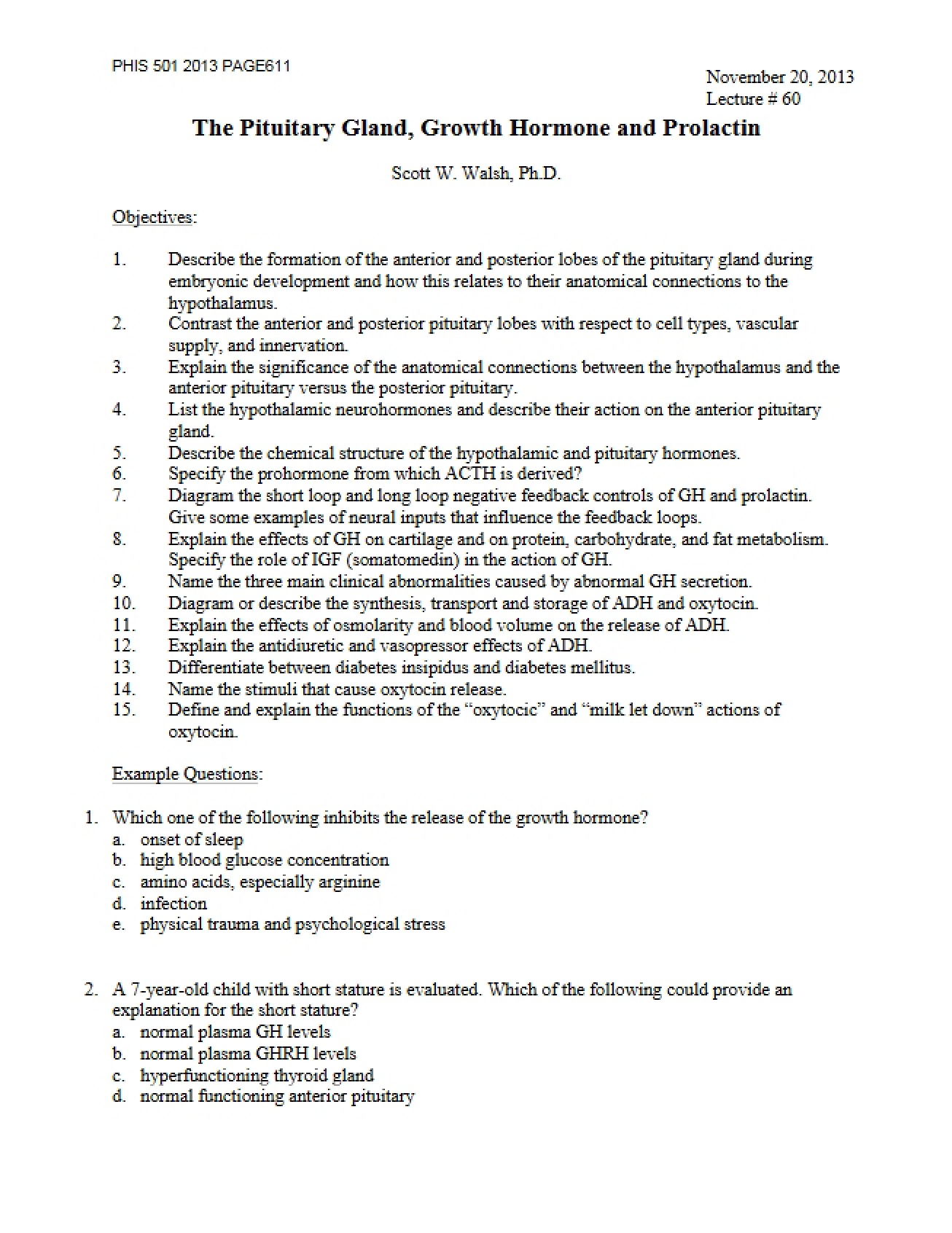 Prolactin, GH, and Pituitary Gland (Lecture 60)