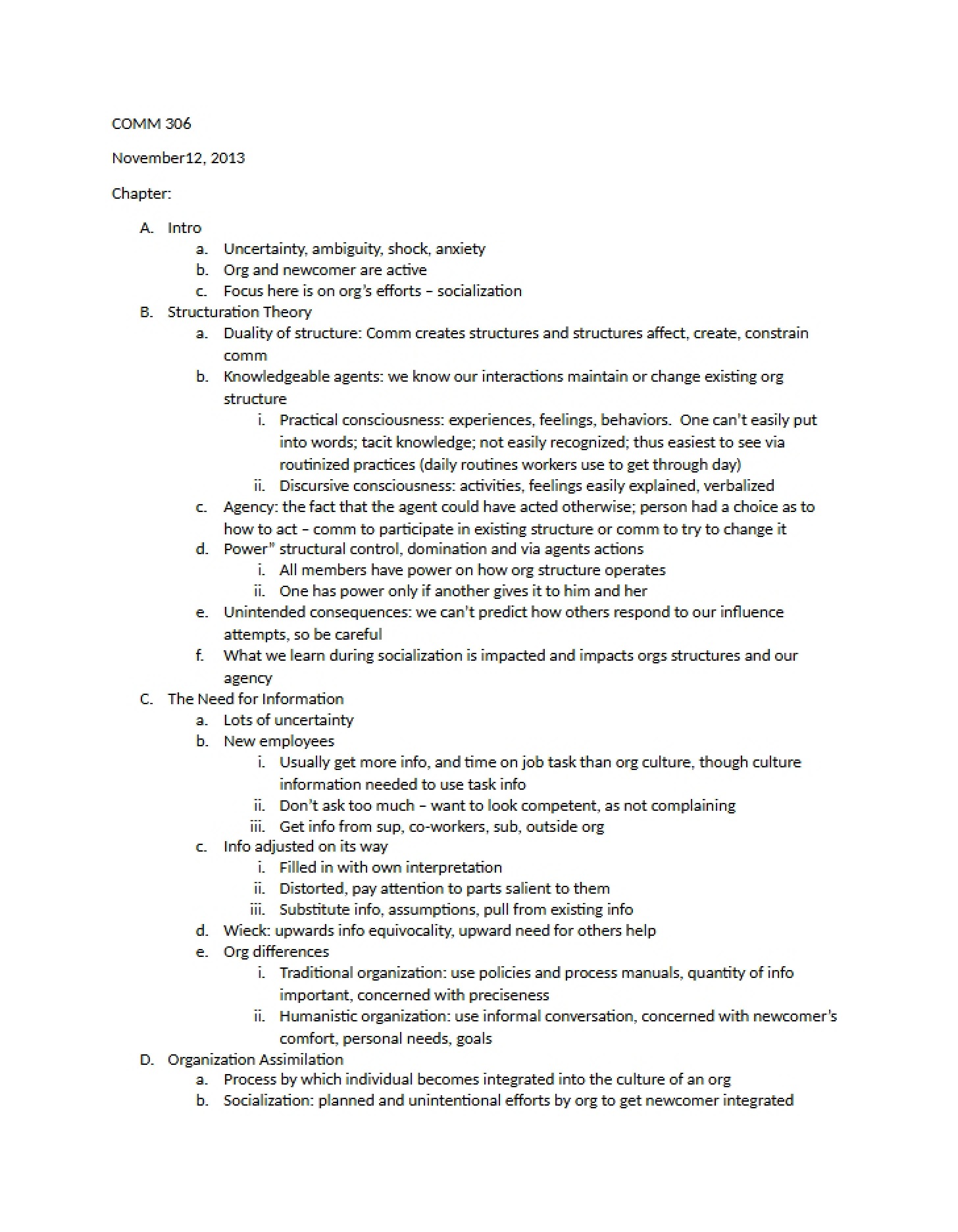 Lecture Notes Nov 12, 2013