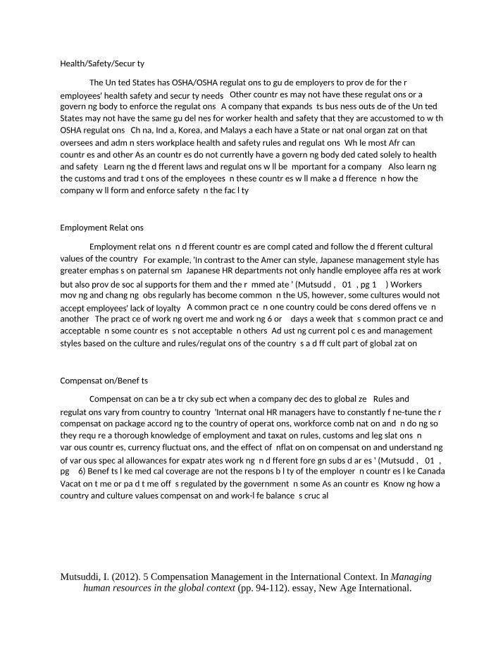 Health, Safety, and Security Regulations for Global Employment