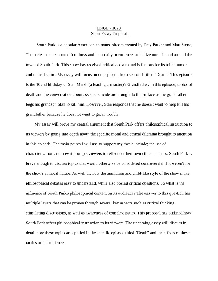 Proposal for Short Essay