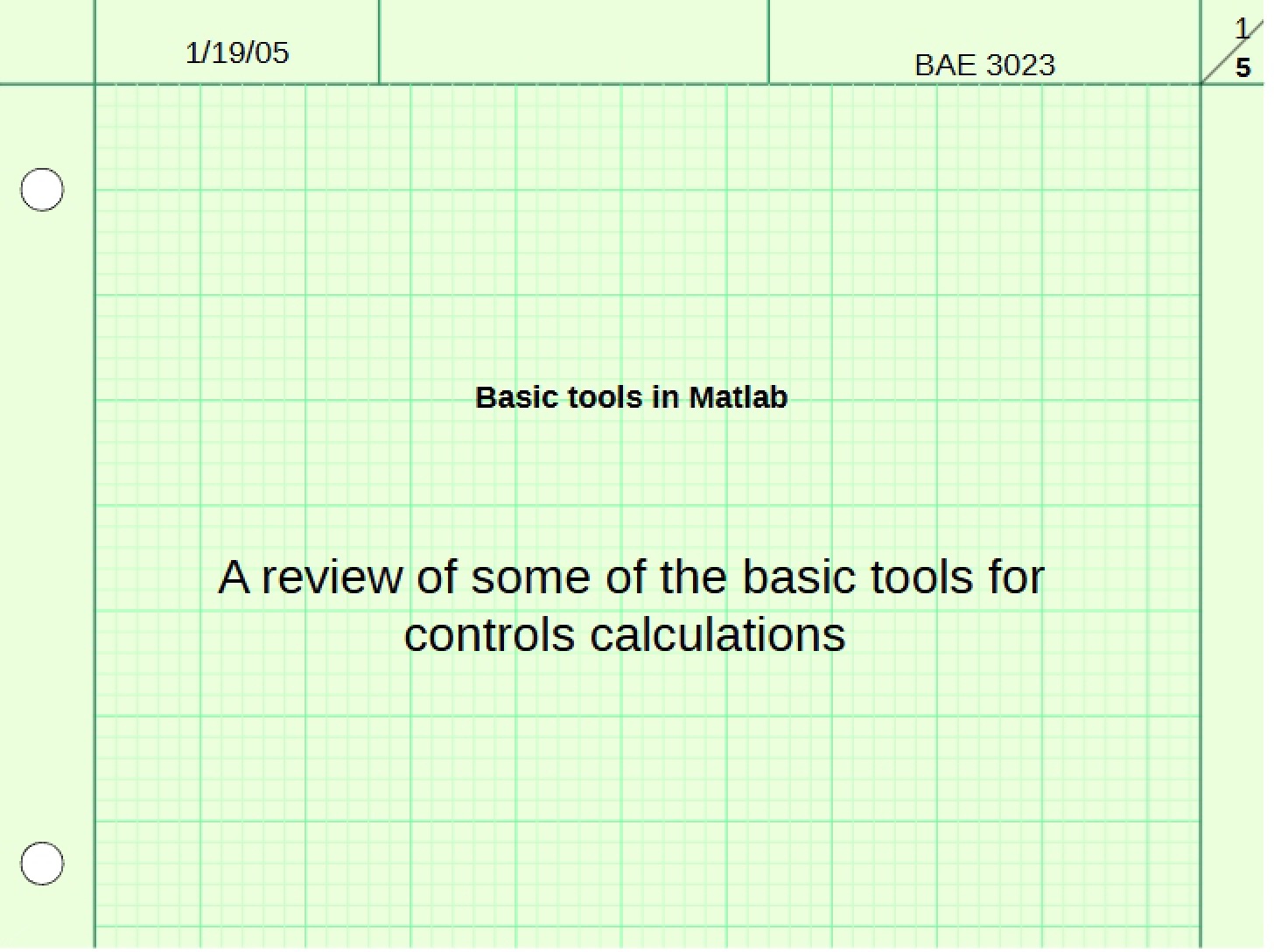 Matlab Basic Tools