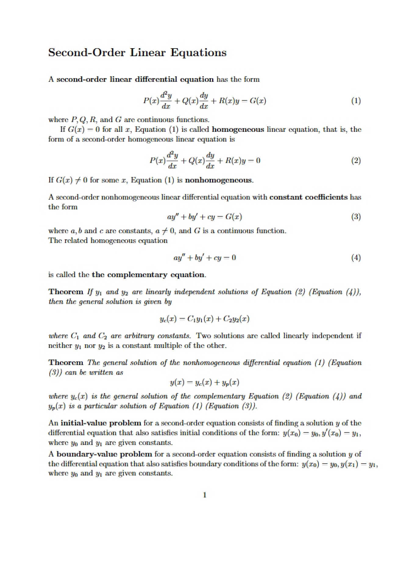 Linear Equations of the Second Order