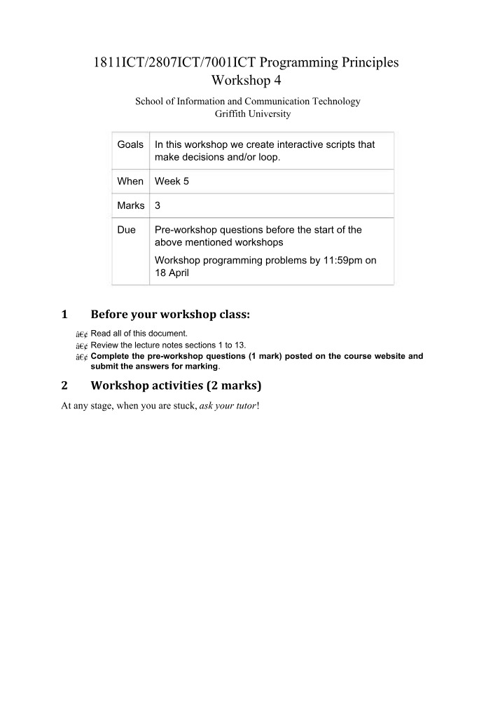 Interactive Programming - Loops and Decisions